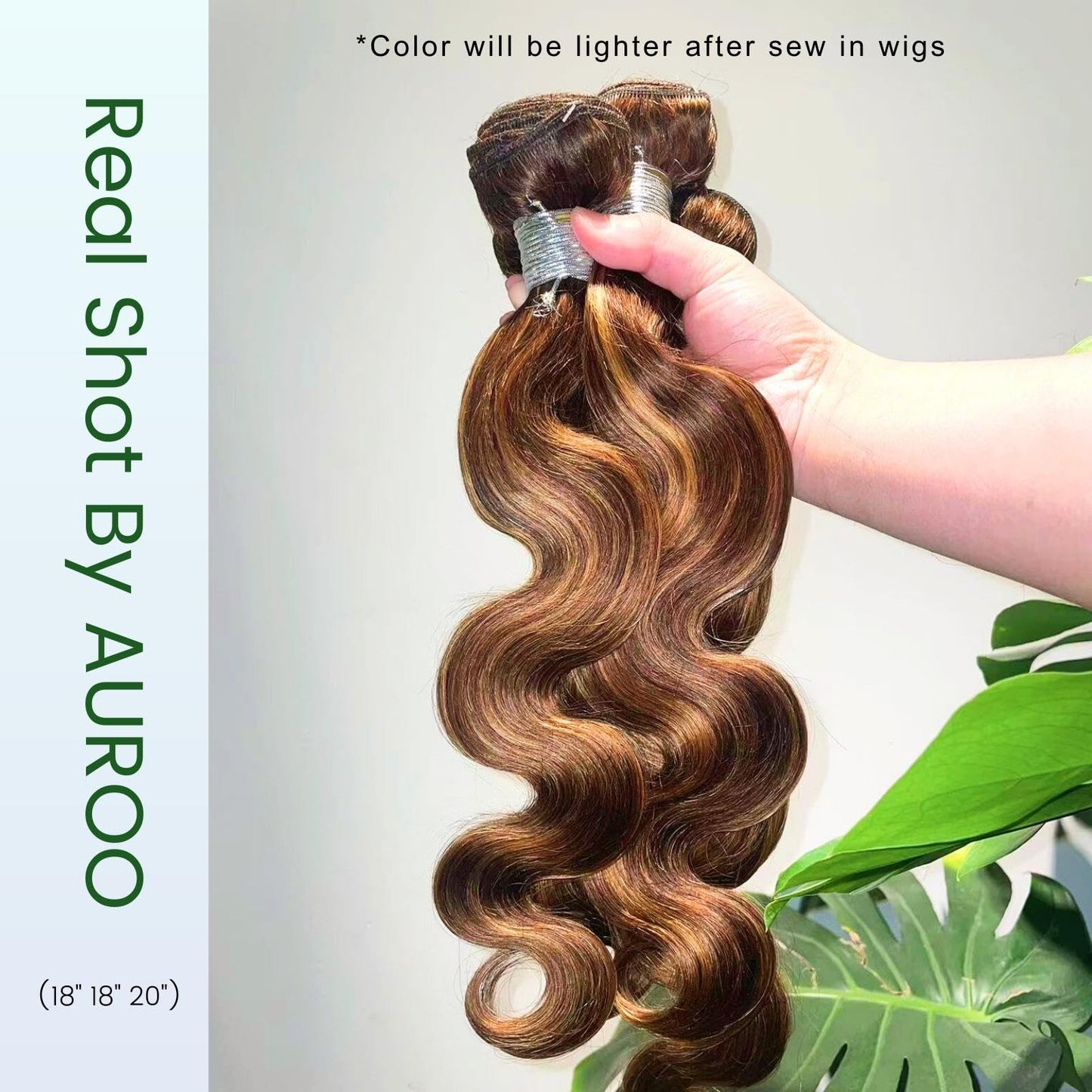 AUROO Highlight Human Hair Bundles Brazilian Body Wave Single Bundles Human Hair 10inch, 100% Virgin Hair Bundles Honey Blonde Ombre Wavy 4/27 For Women Colored Human Hair Sew In Weave 10A Remy Bundle