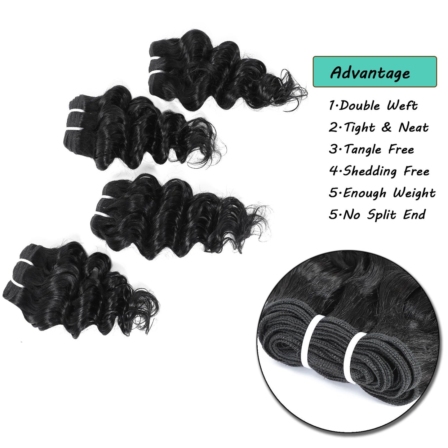 JTdebade Deep Wave Human Hair bundles 10 Inch 12A Grade Brazilian Human Hair 100% Virgin Weave Bundles Human Hair for Black Women (10'' 10'' 10'' 10'')