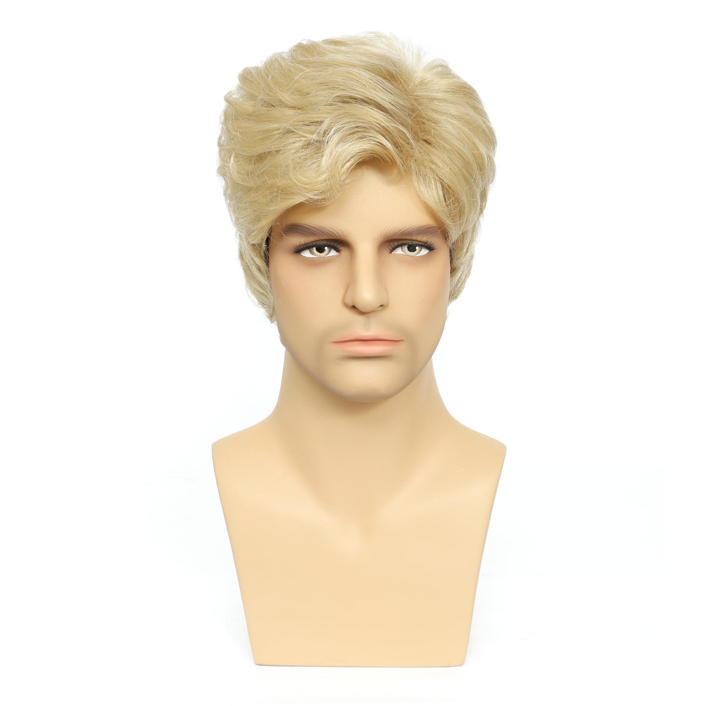 DARLIN HAIR Mens Blonde Wig, Short Blonde Wig Men Natural Layered Fluffy Synthetic Heat Resistant Halloween Cosplay Wig