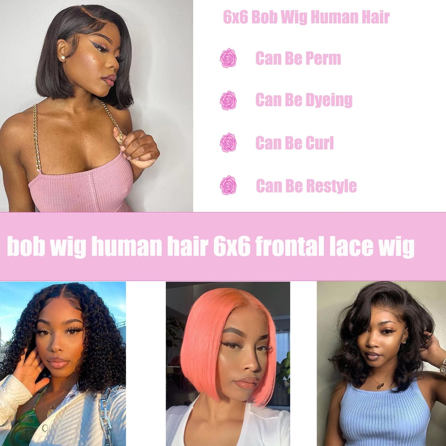 Bob Wig Human Hair Glueless 6x6 Hd Lace Closure Bob Wigs for Women Pre Plucked Bleach Knots Straight Short Bob Lace Front Wigs with Baby Hair Unprocessed Brazilian Virgin Hair Natural Black 12 Inch