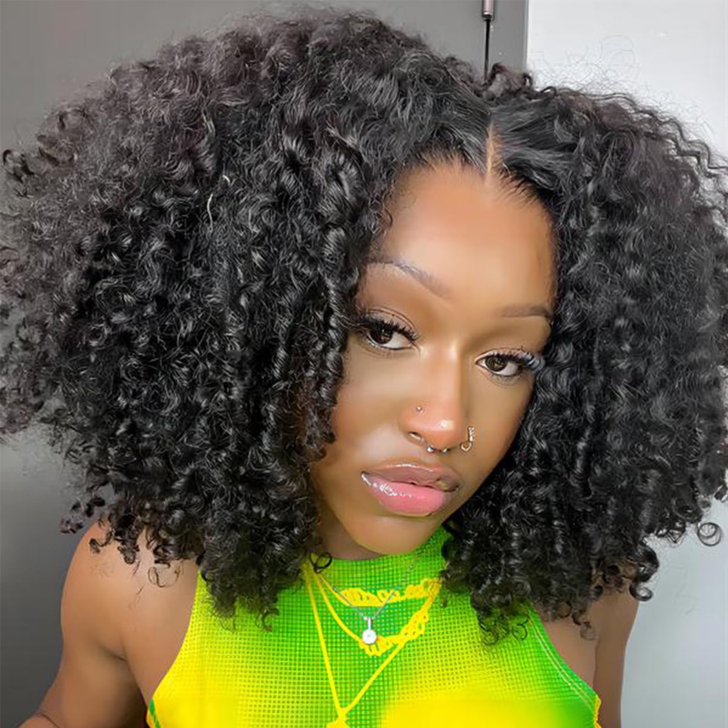ISEE Women's Glueless 6x4 HD Lace Afro Kinky Curly Wig, 100% Unprocessed Brazilian Virgin Human Hair, 22 Inch