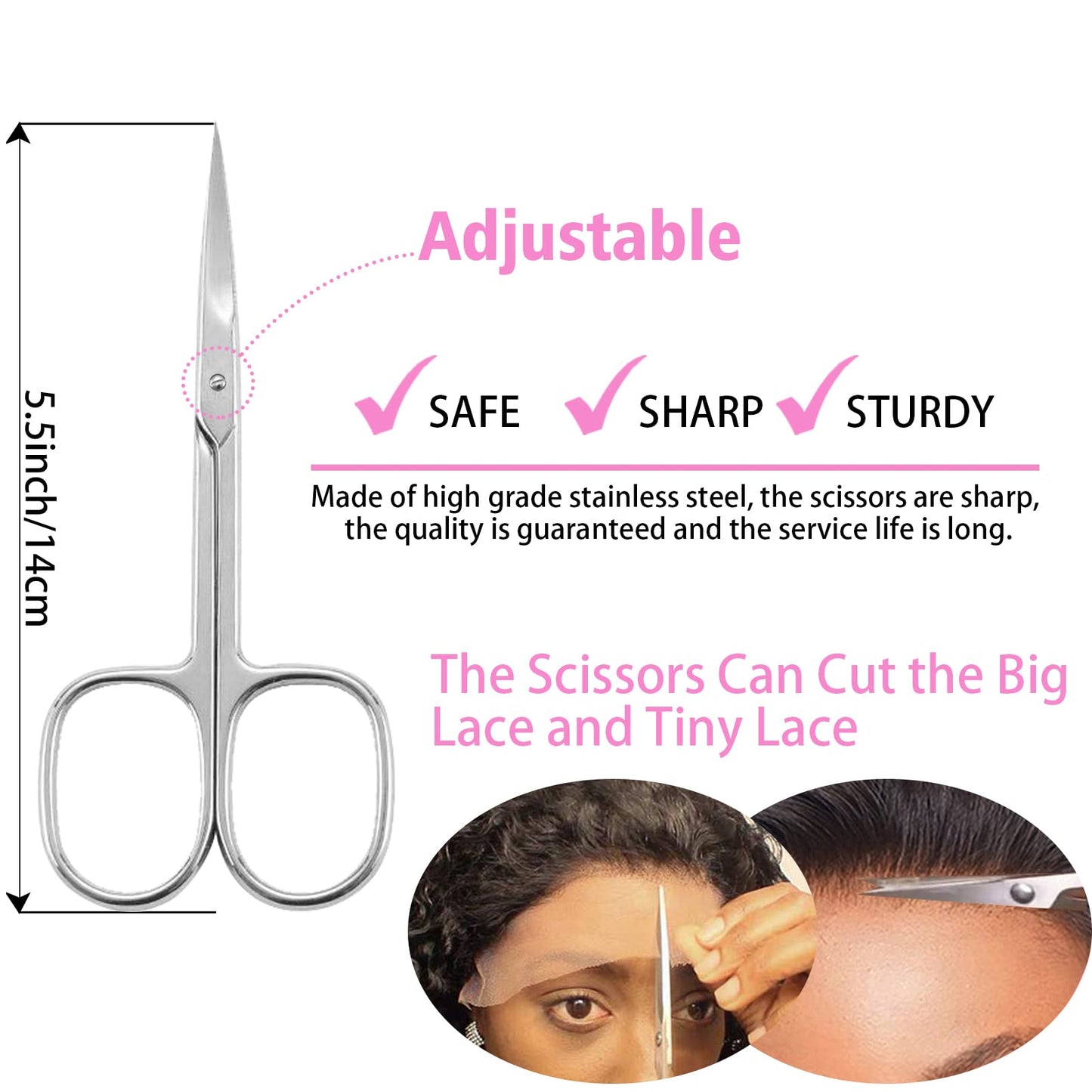 Goiple 11 PCS Wig Kit for Lace Front Wigs for Beginners, Hair Wax Stick Lace Melting Elastic Band for Wigs, Edge Laying Scarf, Eyebrow Razor, Tweezer, Edge Brush, Wig Band, Mini Scissor, Comb (Black)
