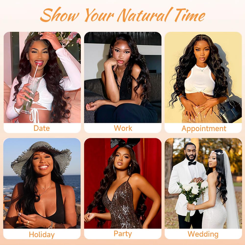 YetFree 13x6 Lace Front Wigs Human Hair 200 Density Body Wave Lace Front Wigs Human Hair HD Lace Frontal Wig Human Hair Pre Plucked with Baby Hair Brazilian Virgin Wigs for Women 34 Inch