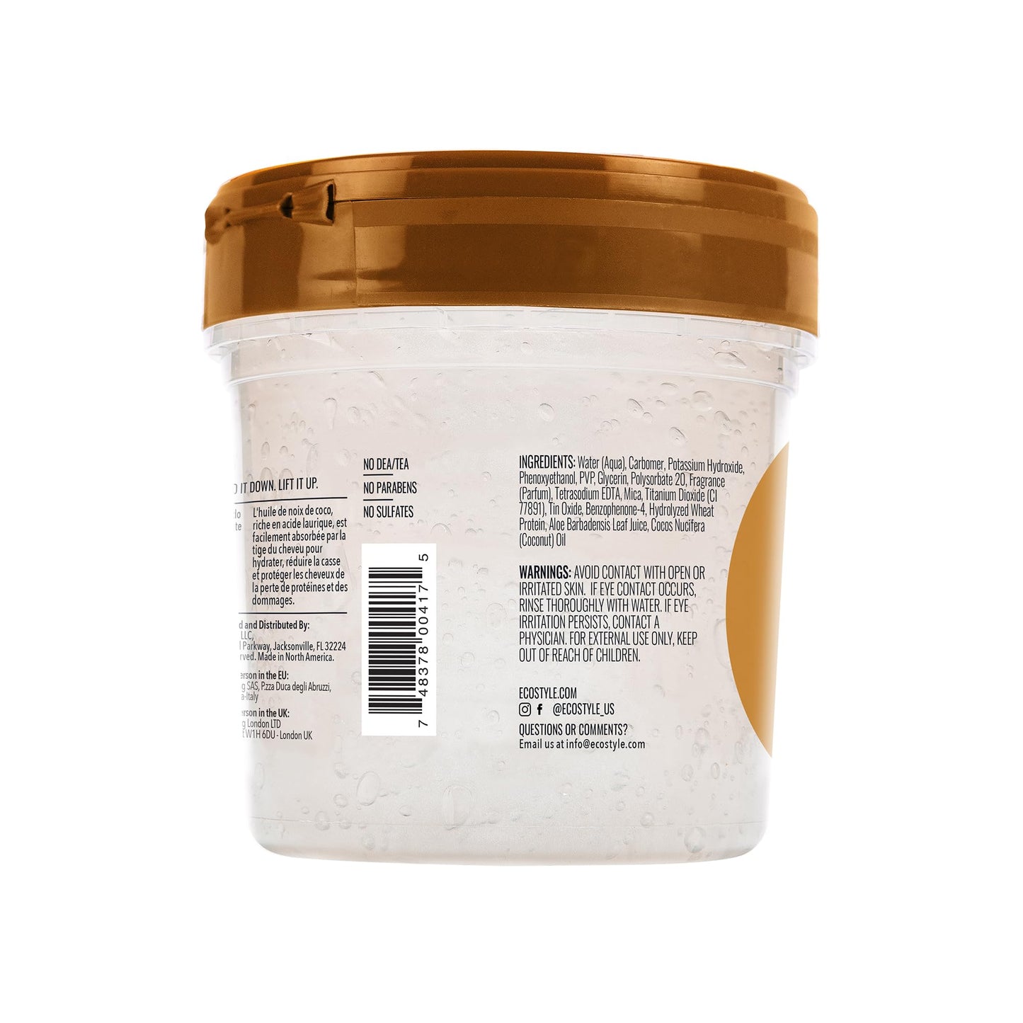 Eco Style Coconut Oil Styling Gel - Adds Luster and Moisturizes Hair - Weightless Styling and Superior Hold - Prevents Breakage and Split Ends - Promotes Scalp Health - Ideal for all Hair - 8 oz
