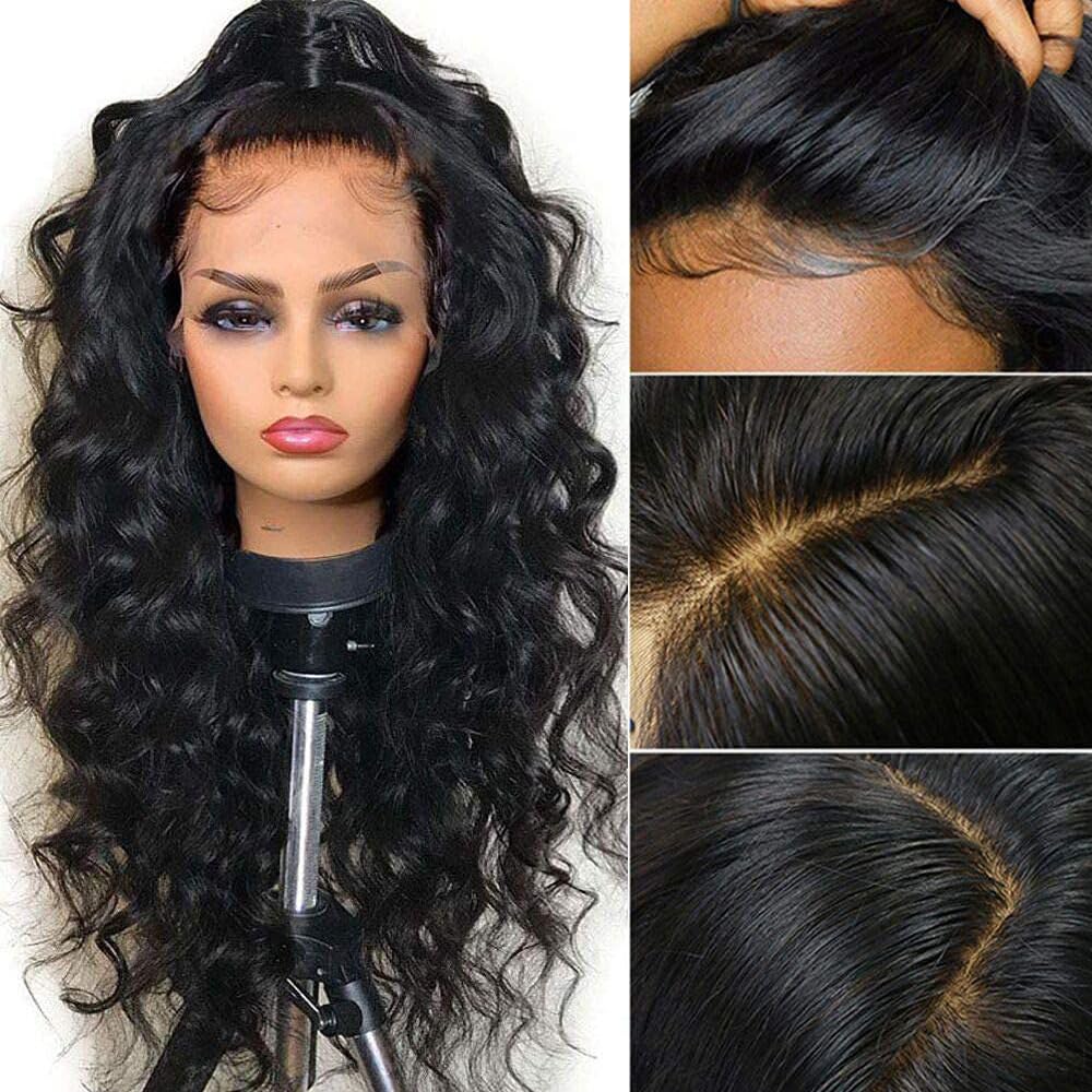 SISIFIRE Deep Wave Lace Front Wigs 13x4 Body Wave Lace Front Wigs for Women Synthetic HD Lace Front Wig Pre Plucked Natural Hairline Glueless Frontal Wigs for Women