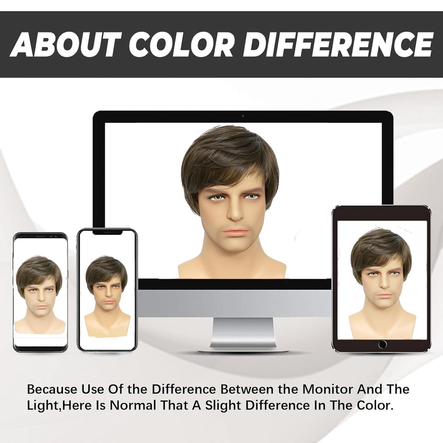 Mens Short Brown Wigs for Men Synthetic Realistic Natural Hair Male Cosplay Party Halloween Wigs