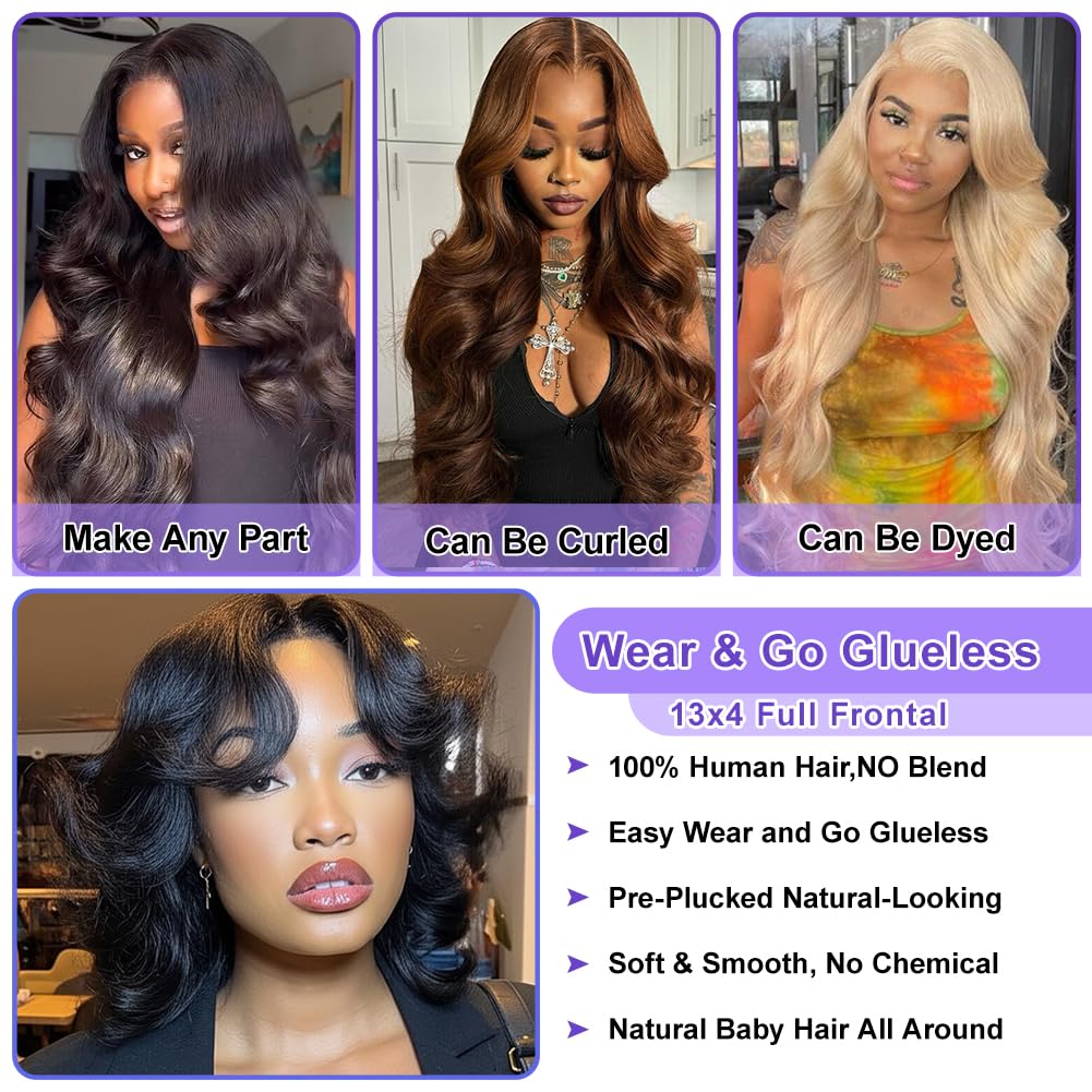 UTIDE Body Wave Bob Wig Human Hair HD Lace Front Wigs 180% Pre Plucked Density Glueless Wig Natural Black Color 12 Inch for Black Women