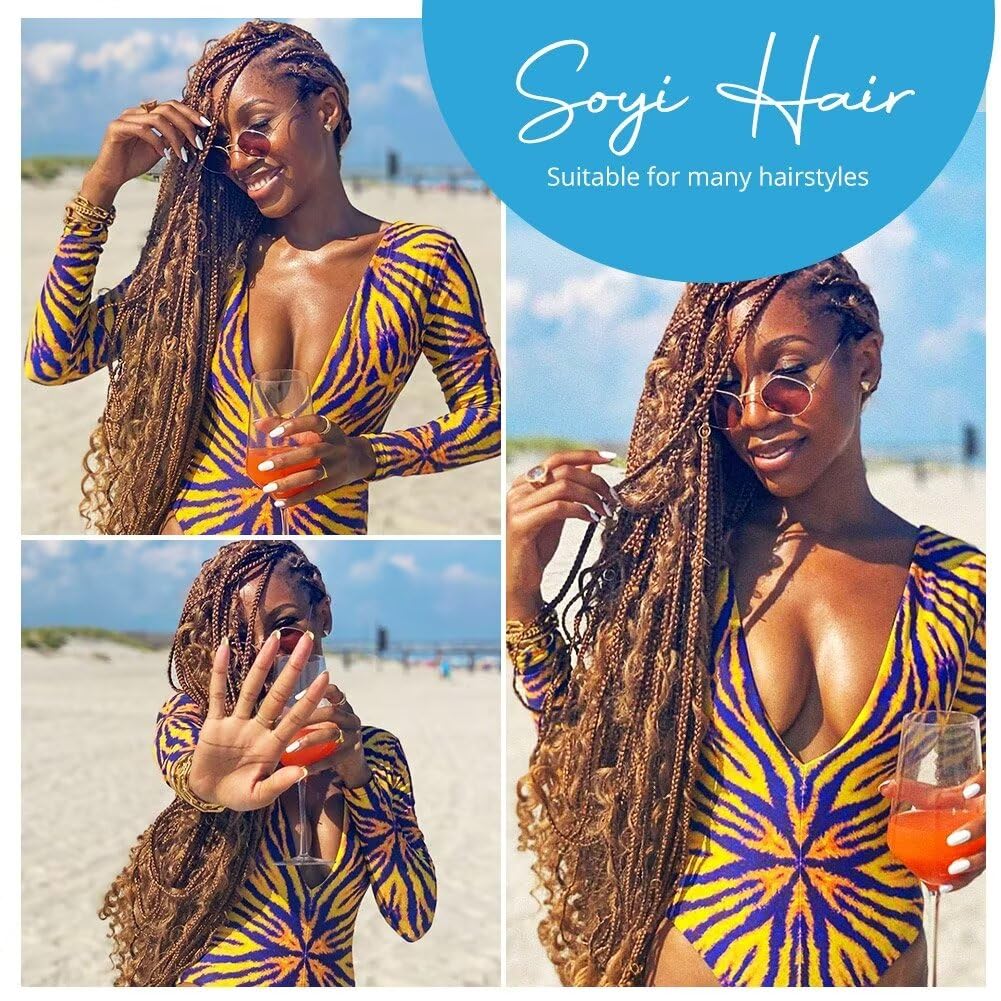 Blonde Human Braiding Hair Deep Water Wave Bulk Human Hair 100g 28 Inch Color 27 Curly Human Hair for Boho Braids Hair Extensions No Weft 2 Braids Per Pack Wet and Wavy Human Hair Braiding Hair