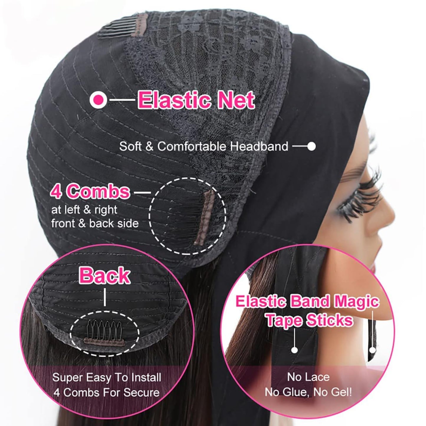 Celiarita Ombre Dark Burgundy Headband Wig Human Hair Deep Wave 18 Inch None Lace Front Wigs Glueless #1B/99J Deep Curly Wave Human Hair Headband Wig Attached Half Wigs for Black Women 150% Density…