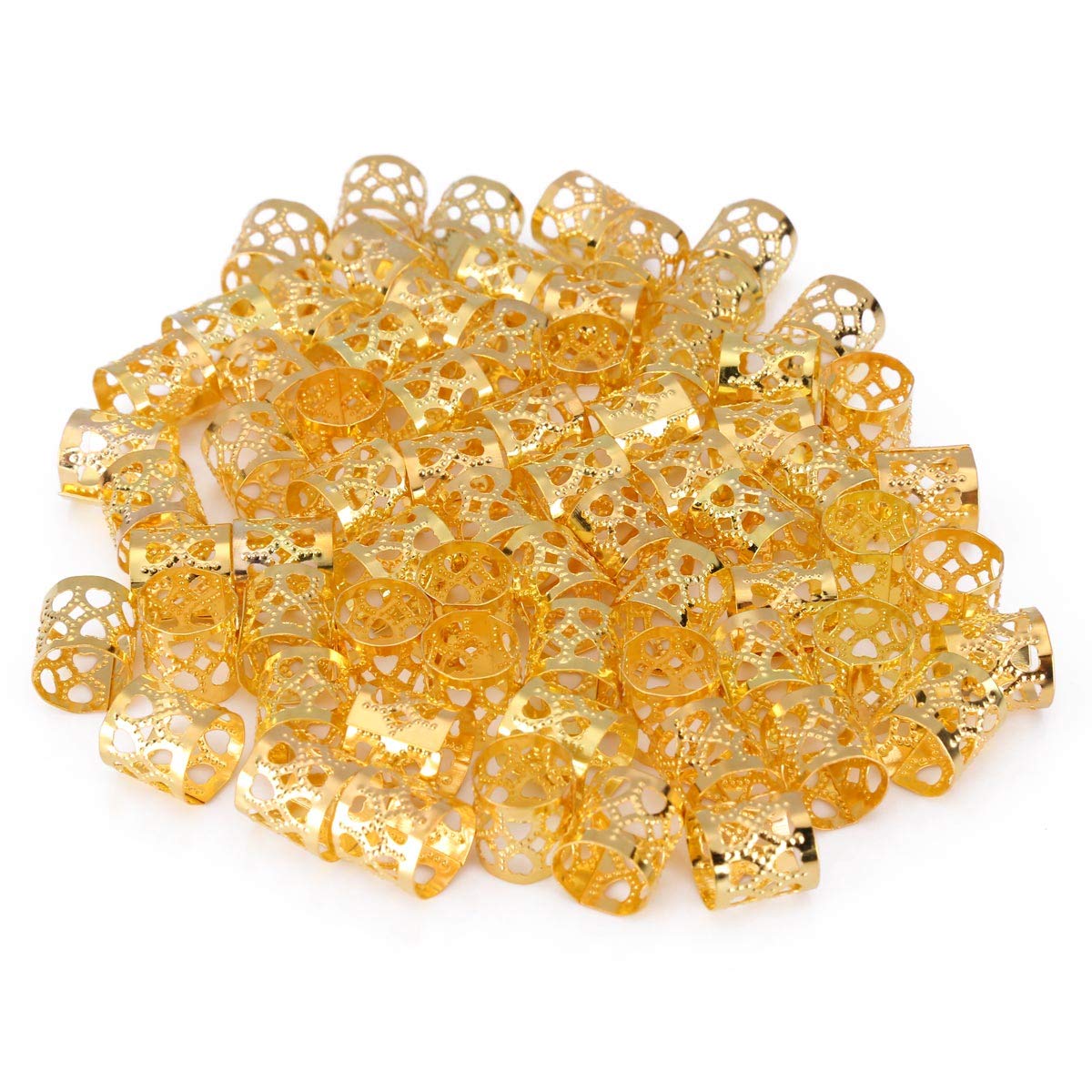 200 pcs Dreadlocks Beads Hair Braid Rings Clips Dread Locks Hair Braiding Metal Cuffs Decoration/Accessories Jewelry, Silver and Gold, unisex