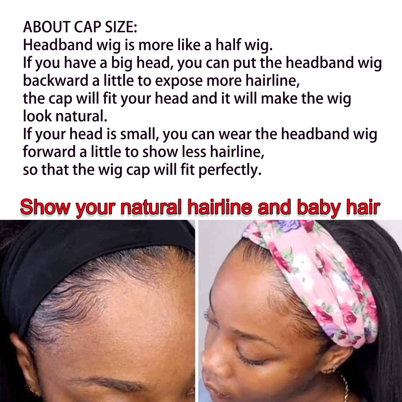 SWEETGIRL Curly Headband Wig Human Hair Wigs for Women Short Curly Bob Headband Wigs Ready to Wear and Go Glueless Half Wig 150% Density Natural Black 6 Inch