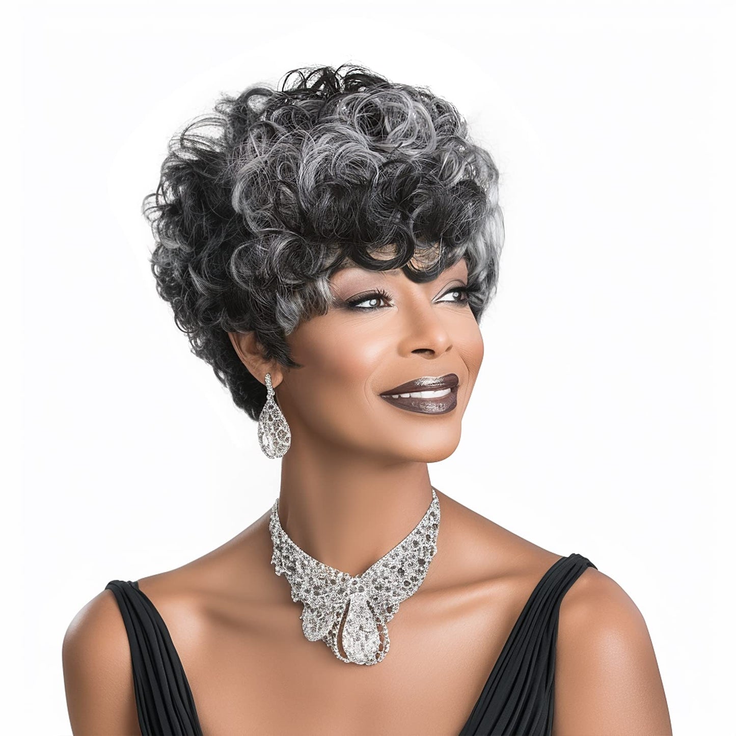 BOBCOO Pixie Cut Wig Short Wigs for Black Women Short Pixie cut Wigs for Black Women (Black & Grey)