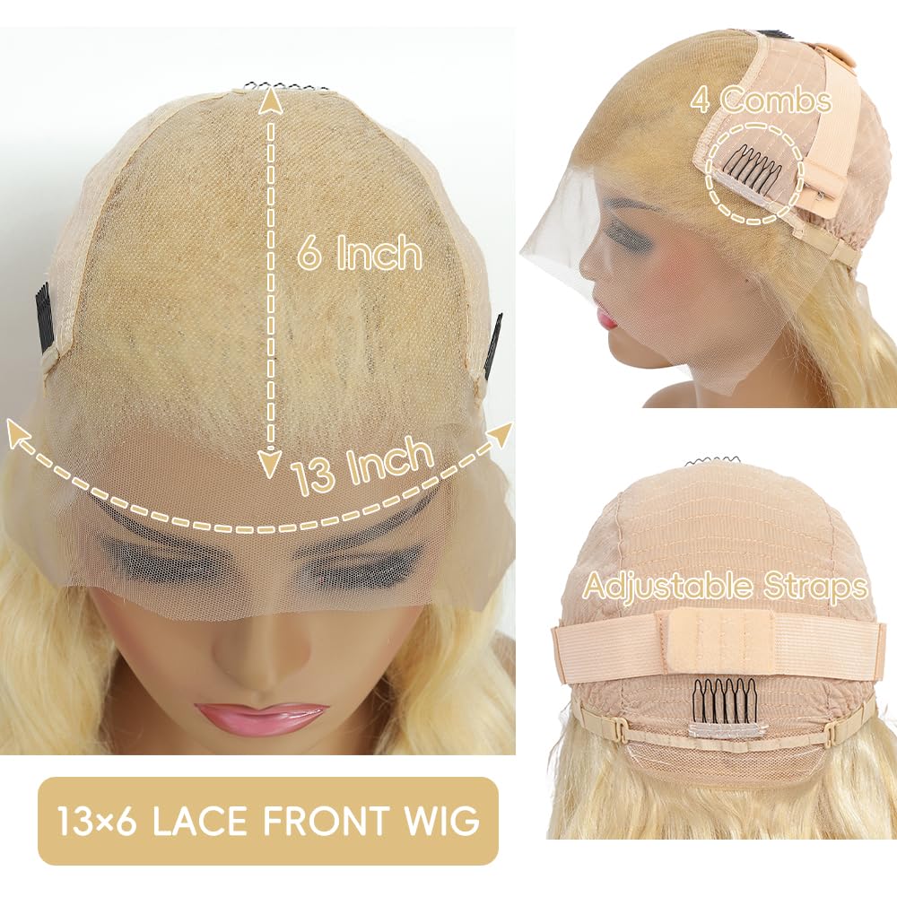613 13x6 Lace Front Wig Human Hair 250 Density Body Wave Blonde Lace Front Wigs Human Hair Pre Plucked 613 HD Lace Frontal Wig Blonde Wig Human Hair Glueless Human Hair Wigs 30 Inch