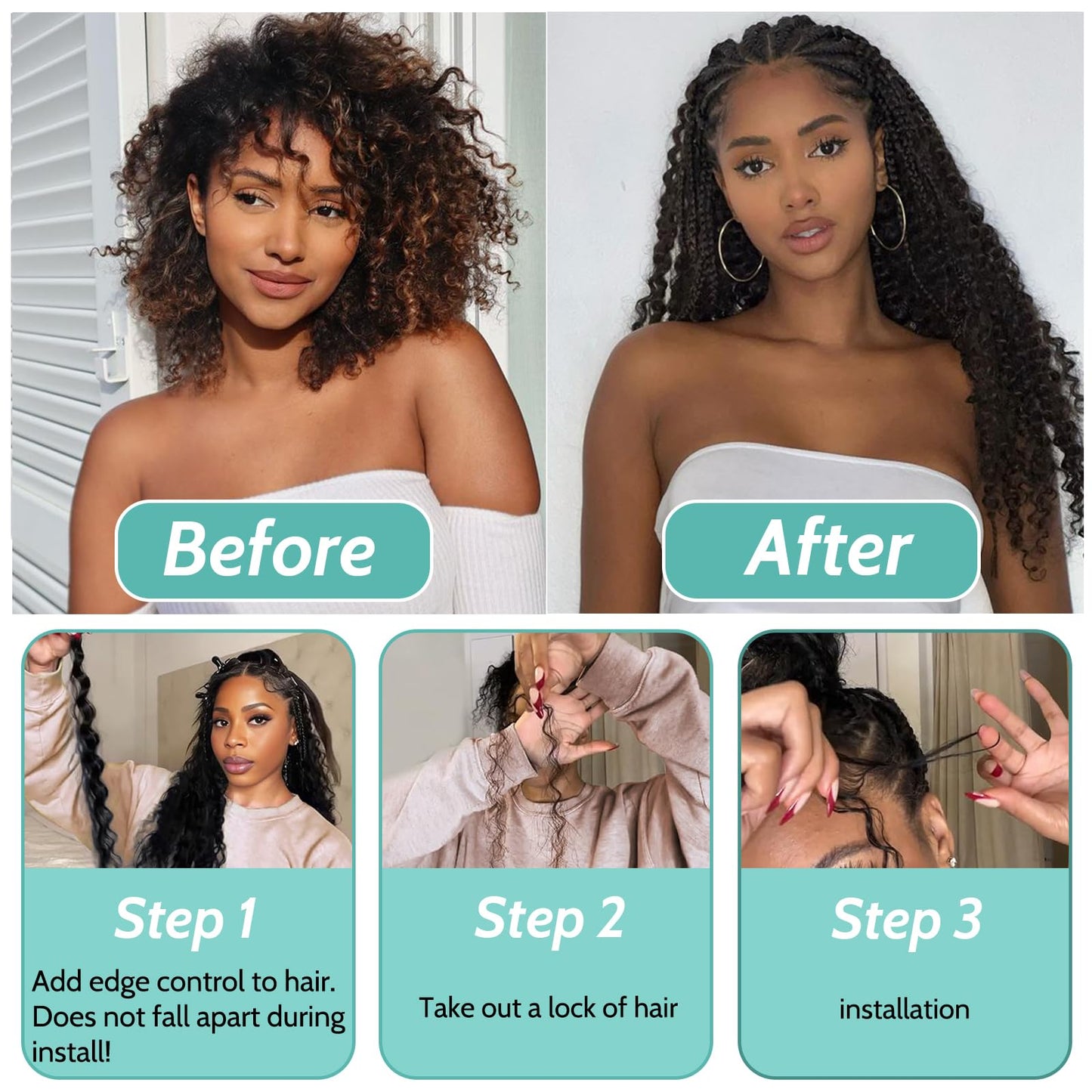Human Braiding Hair for Boho Braids Human Hair 110g 24 Inch Curly Boho Hair for Braiding Knotless 12A Deep Wave Bohemian 3 Bundles/Pack Auburn Ginger