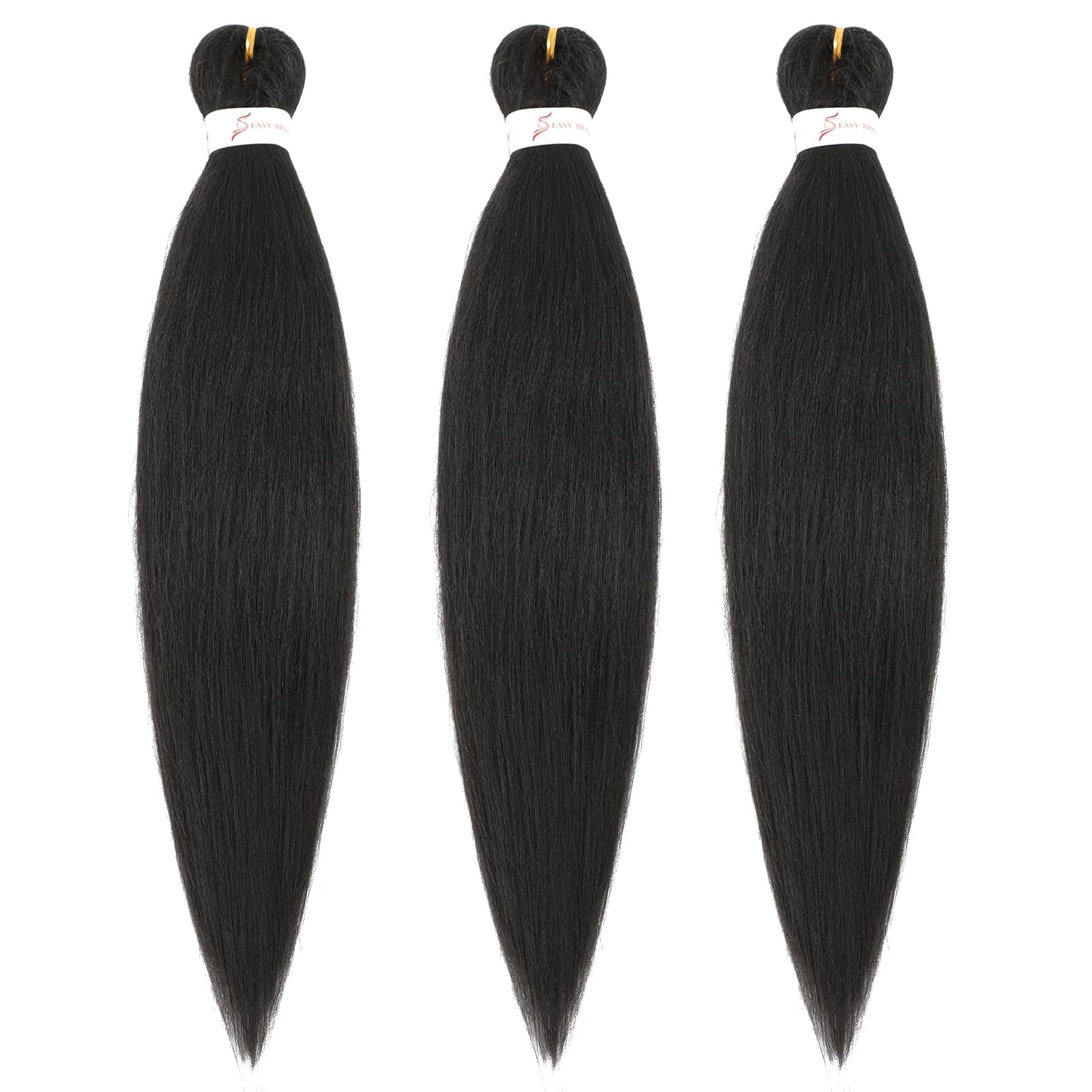 Pre Stretched Braiding Hair 24 Inch 3 Packs Natural Black Braiding Hair for Professional Braiding Hair Extensions Synthetic Fiber Crochet Braids for Twist (24 Inch(Pack of 3), 1B#)