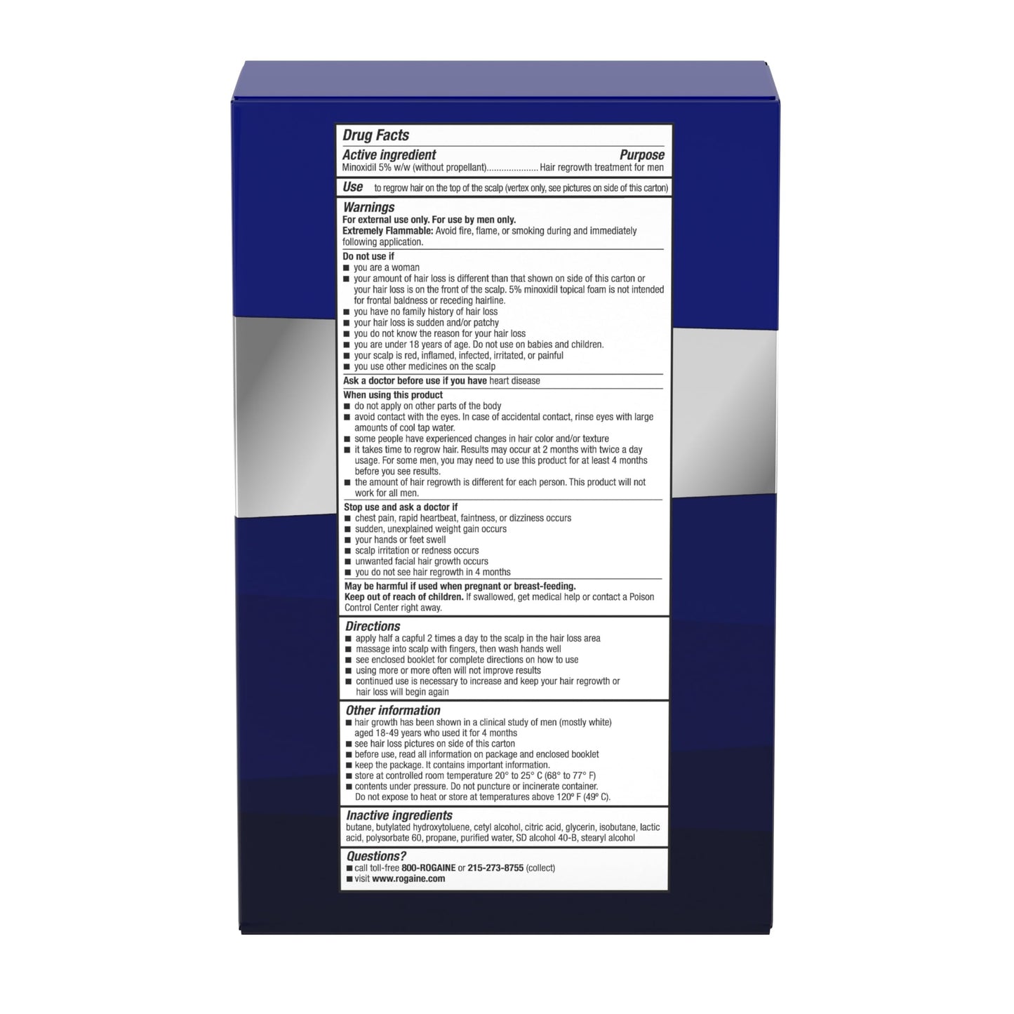Men's Rogaine 5% Minoxidil Foam for Hair Regrowth, Topical Hair Loss Treatment for Men to Regrow Fuller, Thicker Hair, Unscented Minoxidil Topical Aerosol, 3-Month Supply, 3 x 2.11 oz