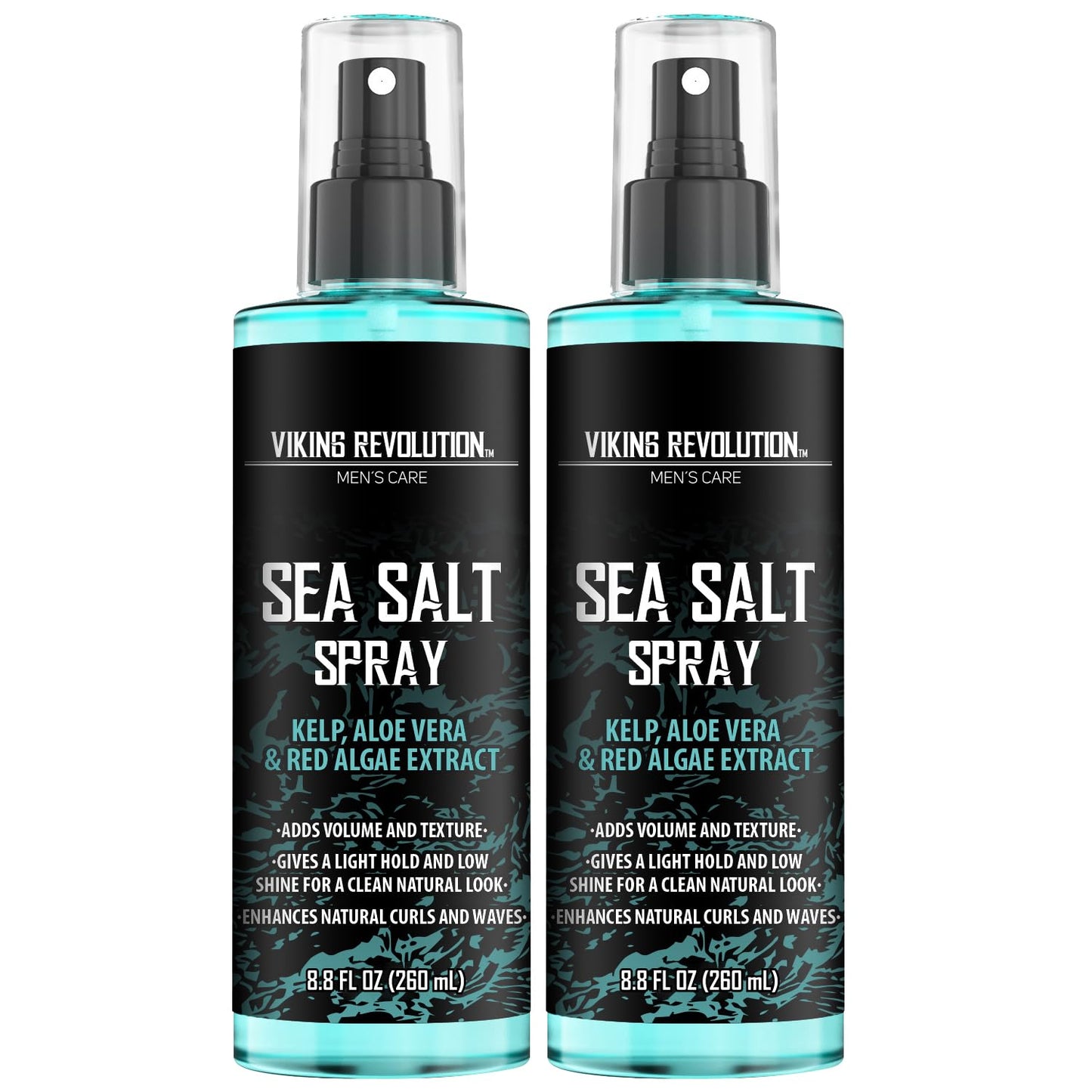 Viking Revolution Sea Salt Spray for Hair Men - Hair Texturizing Spray with Kelp, Aloe Vera & Red Algae Extract - Surf Spray to Add Volume and Texture- Sea Salt Spray for Men Beach Hair Spray (2 pack)