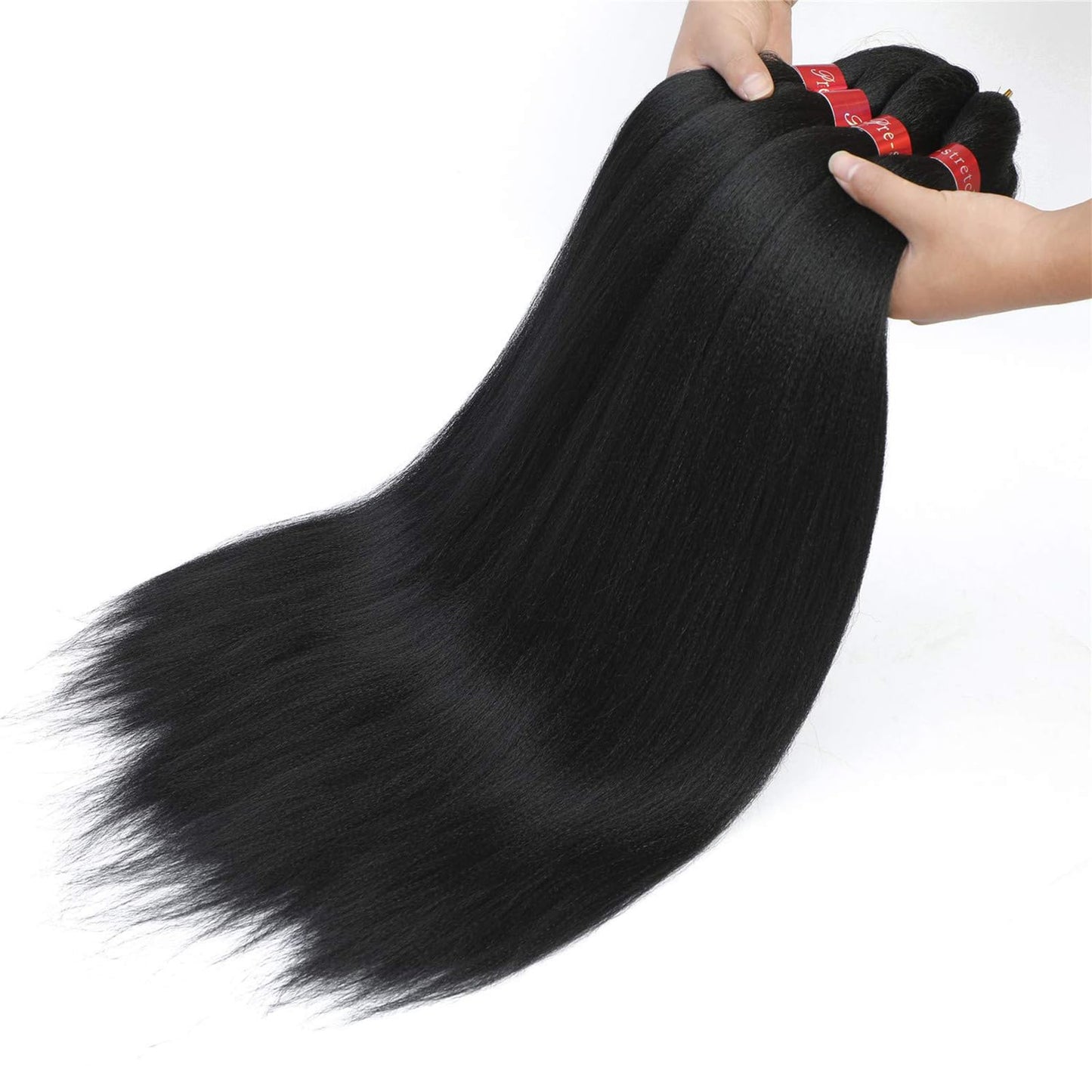 Black Braiding Hair Pre Stretched 2 Packs Kanekalon Box Braids Hair Extensions 26 Inches Synthetic Pre Stretched Braiding Hair