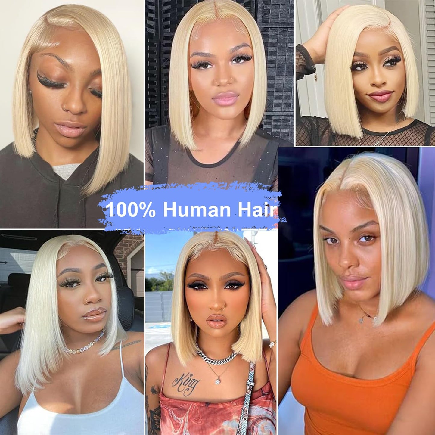 RMOARIWR 613 Blonde Bob Wig Human Hair 180% Density 13x4 HD Transparent Lace Front Wigs Human Hair Pre Plucked Short 613 Blonde Bob Glueless Straight Wigs Human Hair for Women 14 Inch
