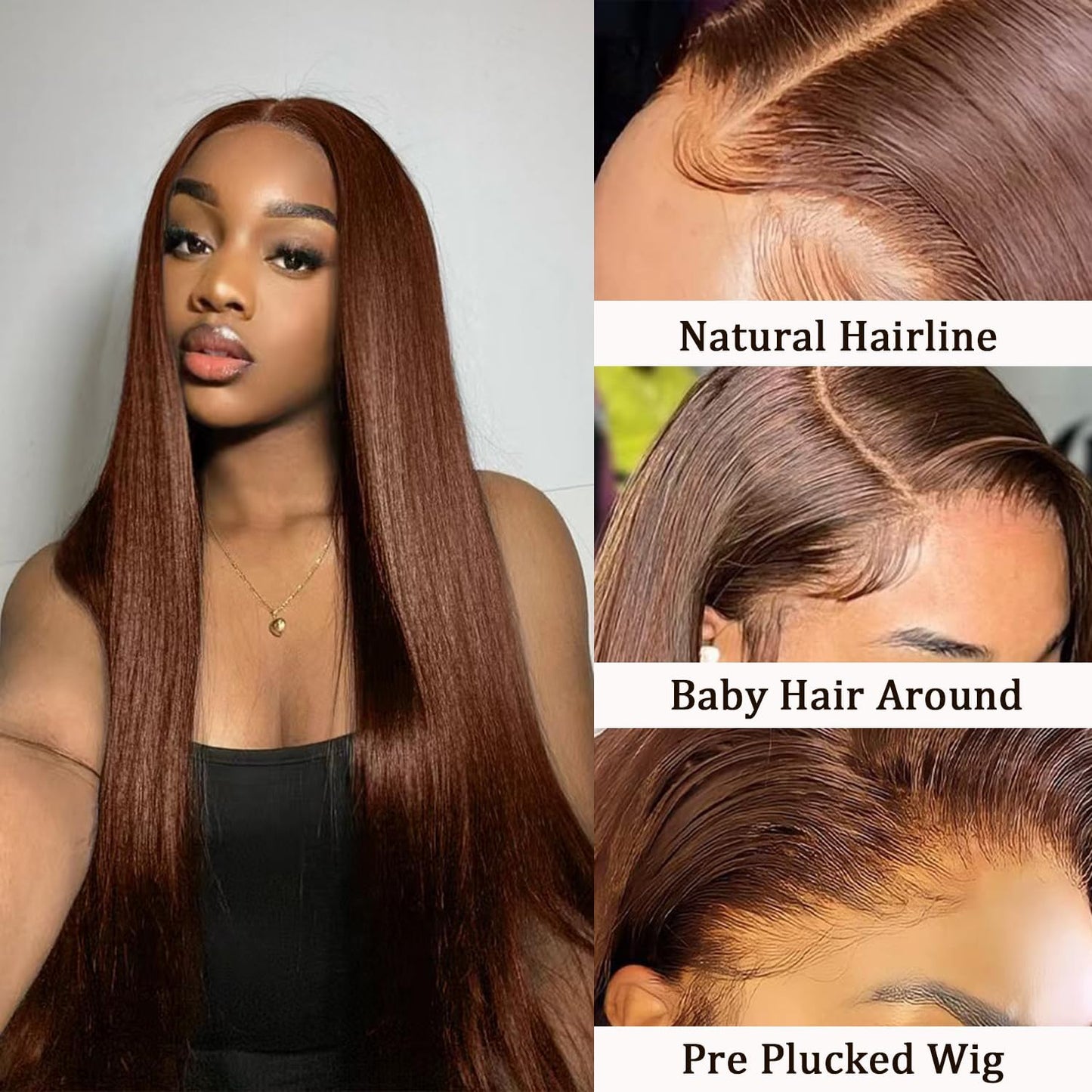 Cypha Chocolate Brown Lace Front Wigs Human Hair Pre Plucked 13x6 Straight Lace Front Wigs Human Hair 180% Density Colored #4 Light Brown Glueless Wig HD Lace Frontal Wigs for Women 24inch