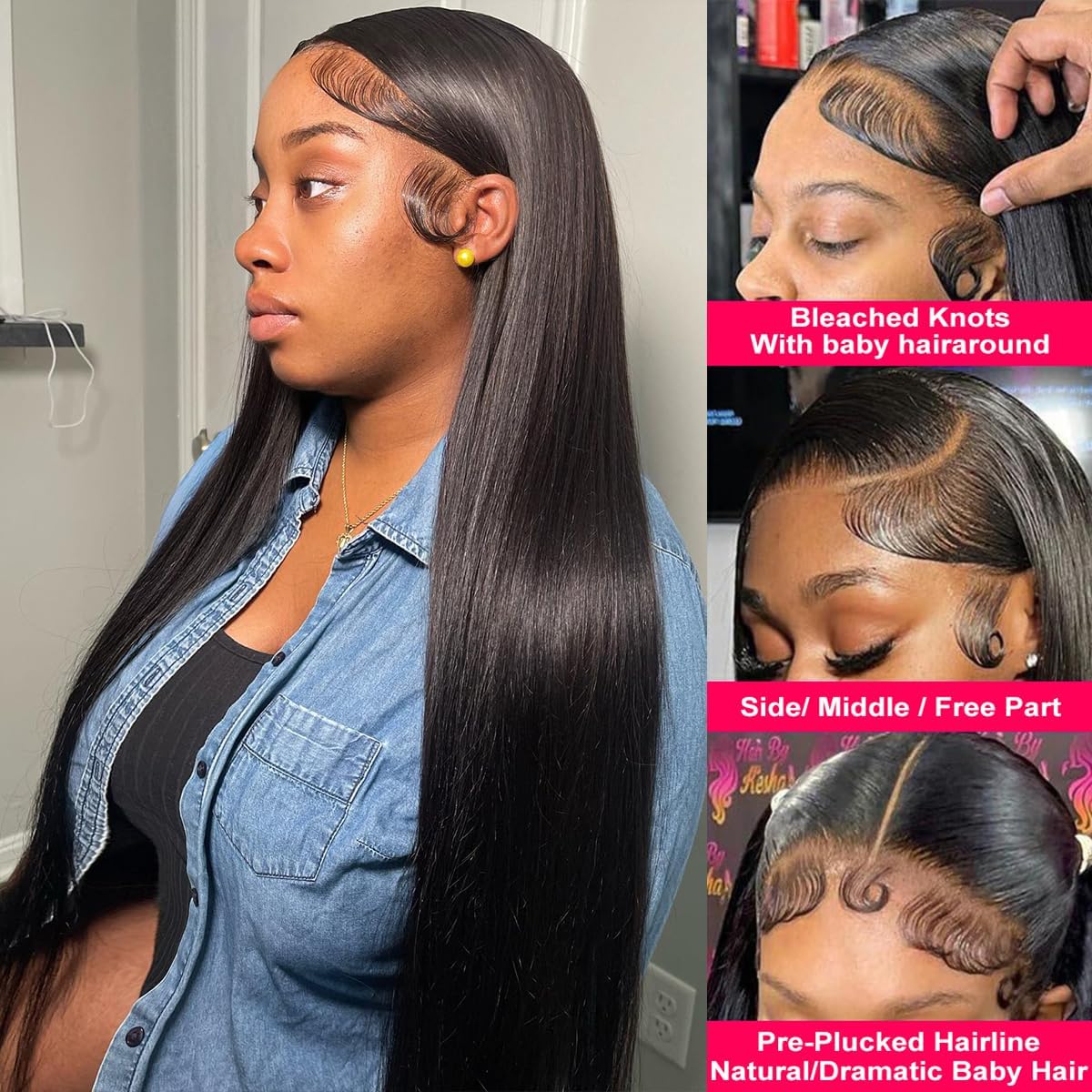 Nawpum 26 Inch 13x6 Lace Front Human Hair Wigs 180 Density Pre Plucked Straight HD Lace Wigs Human Hair 13x6 Straight Lace Frontal Wigs Human Hair Wigs for Women Glueless Wig