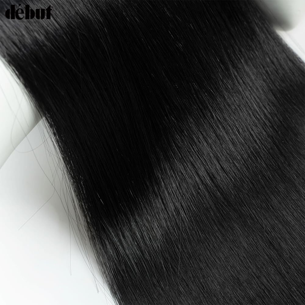 DÉBUT Long Straight Hair 6 Bundles 26 28 30 Inches High Temperature Fiber 300g for Full Head Synthetic Hair Weave 1B Color