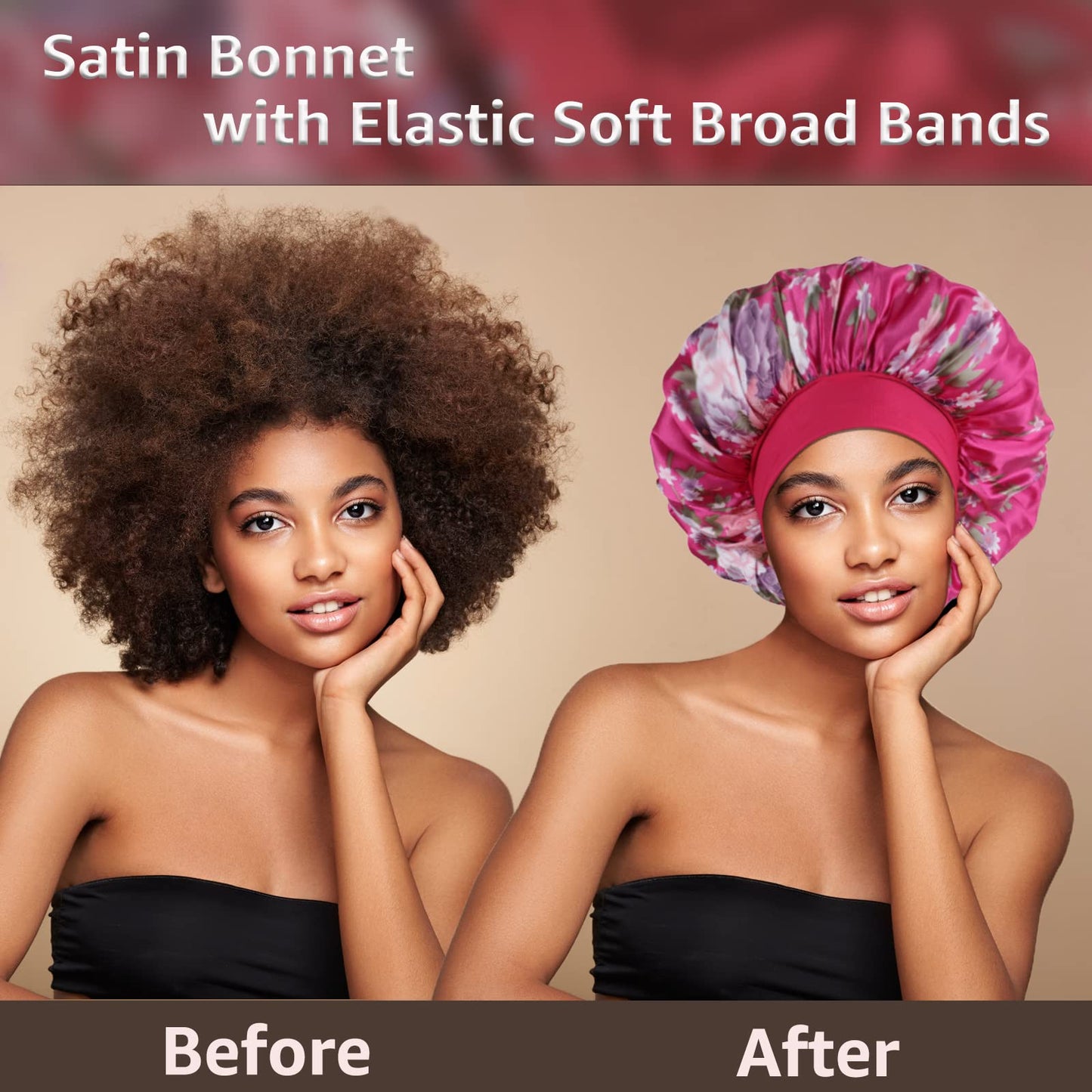 5 Pack Silk Bonnet for Sleeping Satin Bonnet for Sleeping, Bonnets for Black Women Hair Bonnet for Sleeping Silk Sleep Cap, Wide Soft Band Large Bonnet for Curly Hair