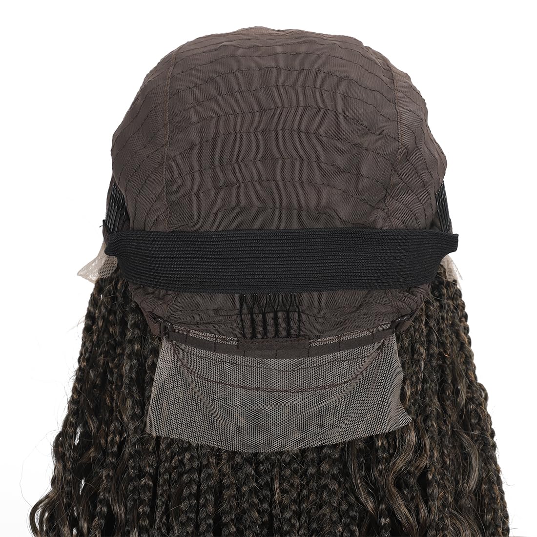 28 Inch Half Lace Front Braided Wigs for Black Women Knotless Braids Wigs Bohemian Boho Braids Goddess Box Braided Wig with Baby Hair (T27, 28 inch)