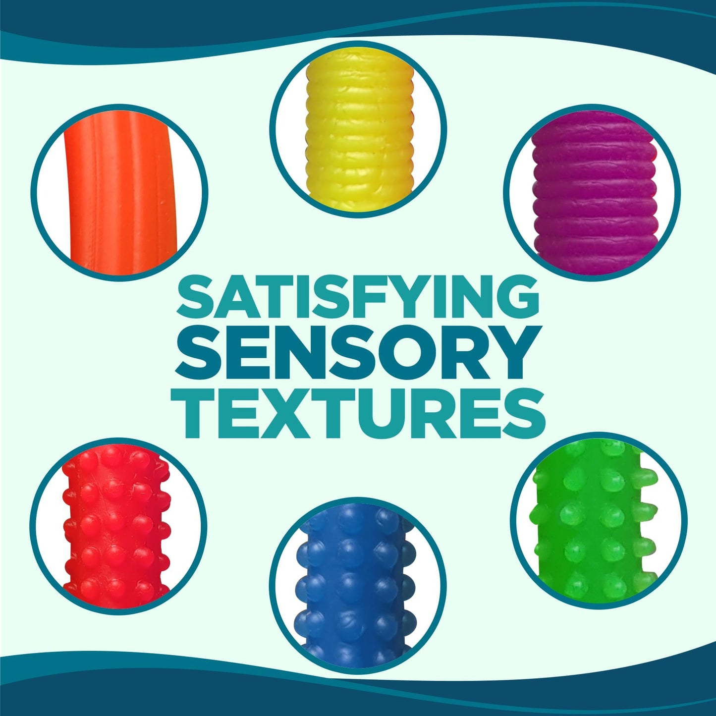 BUNMO Stretchy Strings - Sensory Toys for Toddlers 1-3 - Stimulating & Addictive Sensory Toys for Kids with Autism - Fidget Toy for Anxiety & Stress Relief - Hours of Fun for Kids - Textured 6pk