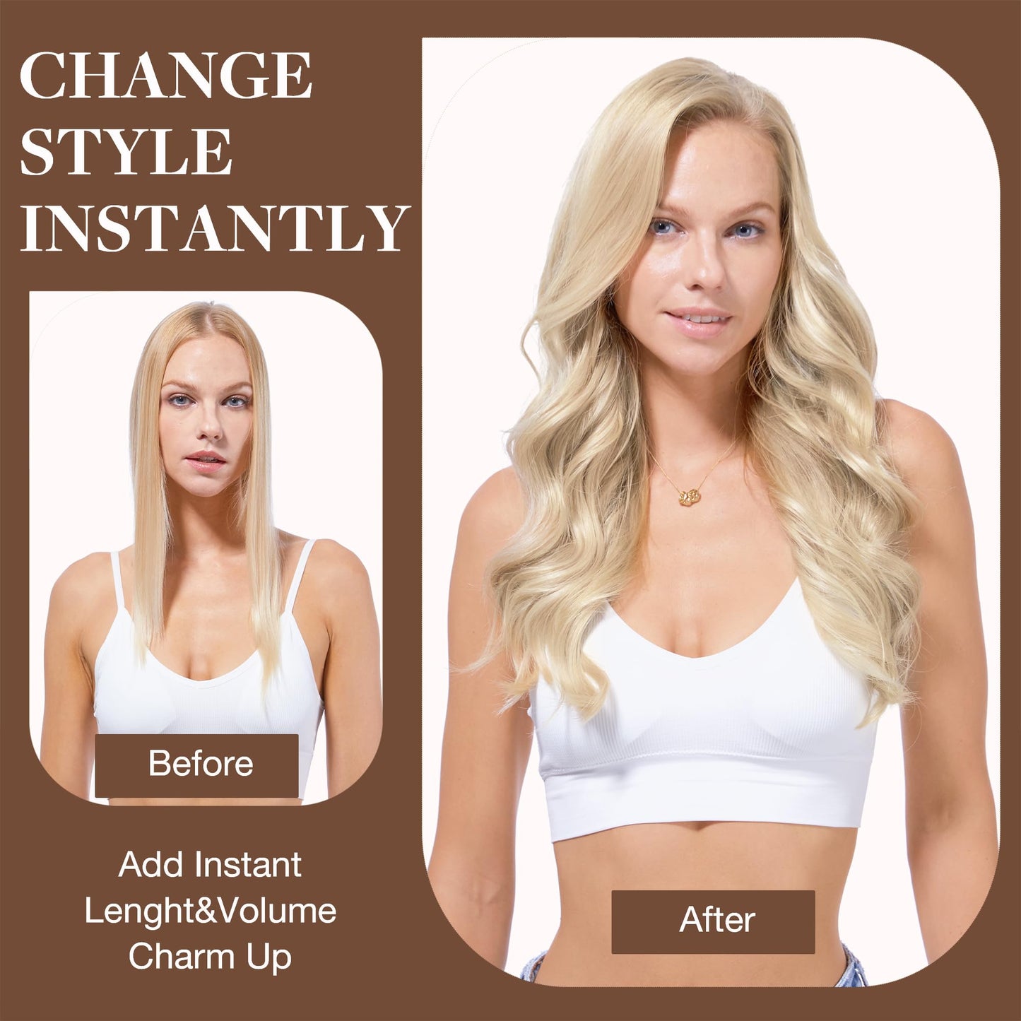 GOO GOO Clip in Hair Extensions Real Human Hair, Remy Human Hair Extensions Clip ins for Women, Natural Human Hair, 14inch 120g 7Pcs, 17/22/60 Balayage Ash Blonde to Golden Blonde and Platinum Blonde