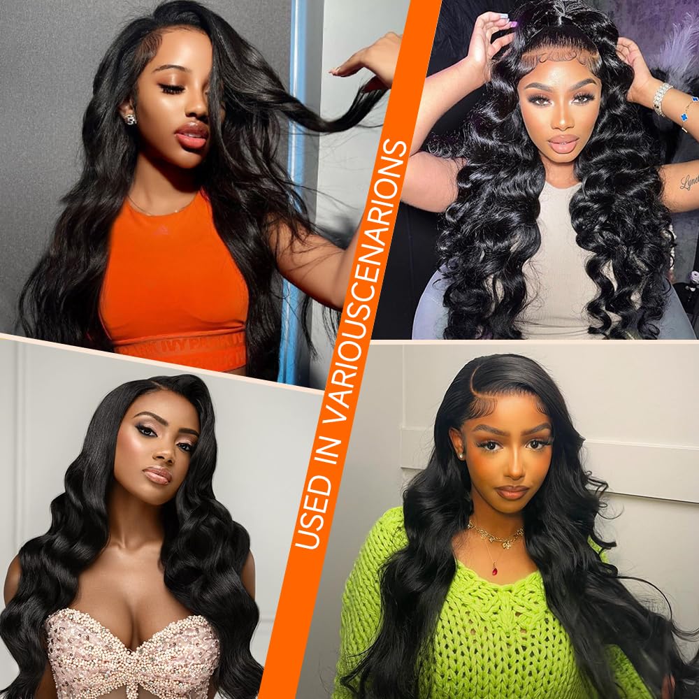 YetFree 13x6 Lace Front Wigs Human Hair 200 Density Body Wave Lace Front Wigs Human Hair HD Lace Frontal Wig Human Hair Pre Plucked with Baby Hair Brazilian Virgin Wigs for Women 34 Inch