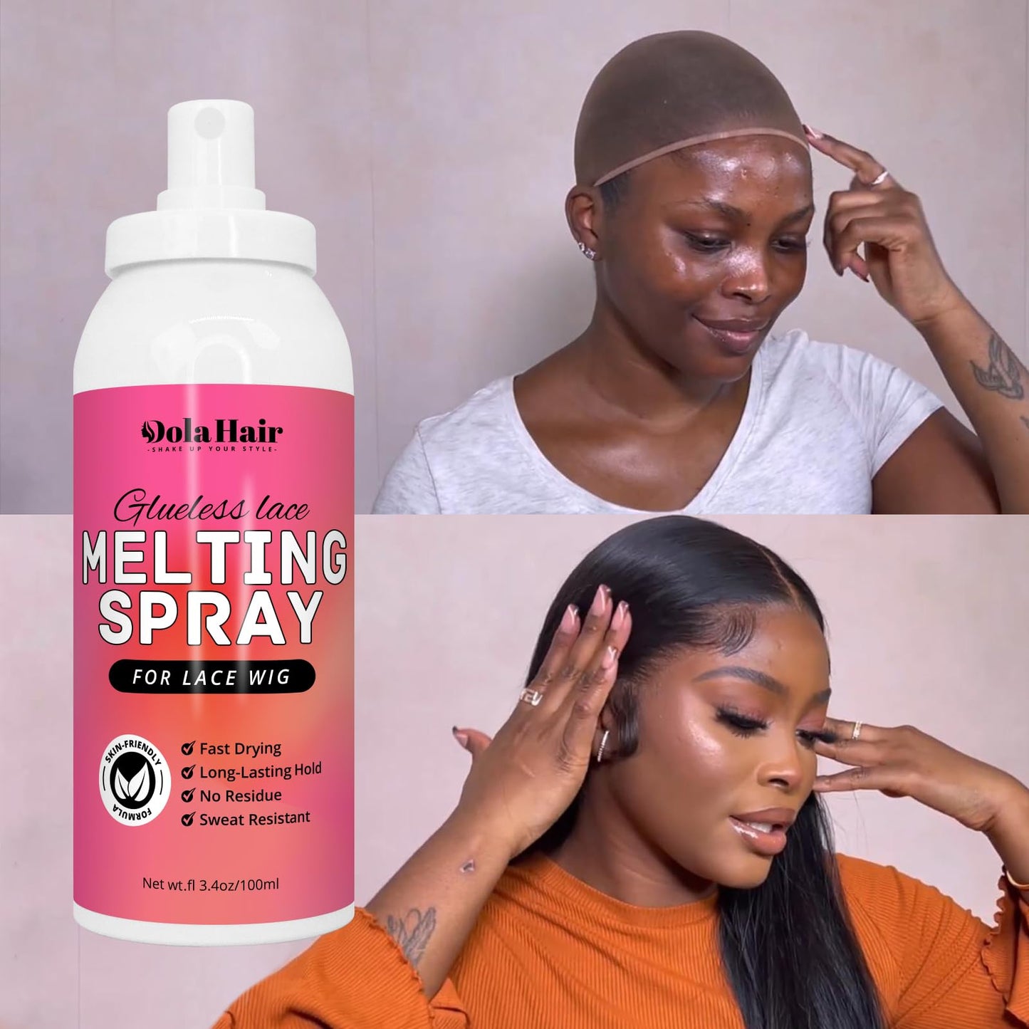 Dolahair Lace Melting Spray for GlueLess Wigs lace Bond Melting Spray Bond Adhesive Wig Glue Spray lace Front Melting Spray for glueless Wigs Glue Spray Lace Melting Spray lace Filter Melting Spray