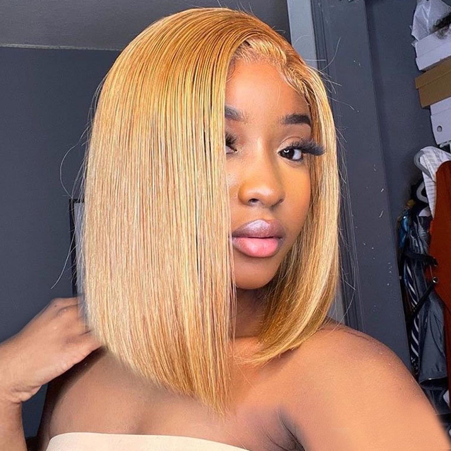 HUIWANYAN Hihmarm Honey Blonde Wig Human Hair #30 Bob Wig Human Hair Glueless 13x4 Hd Lace Front Wigs For Black Women Bob Lace Front Wigs Human Hair Pre Plucked 180% Density Short Wigs 12 Inch