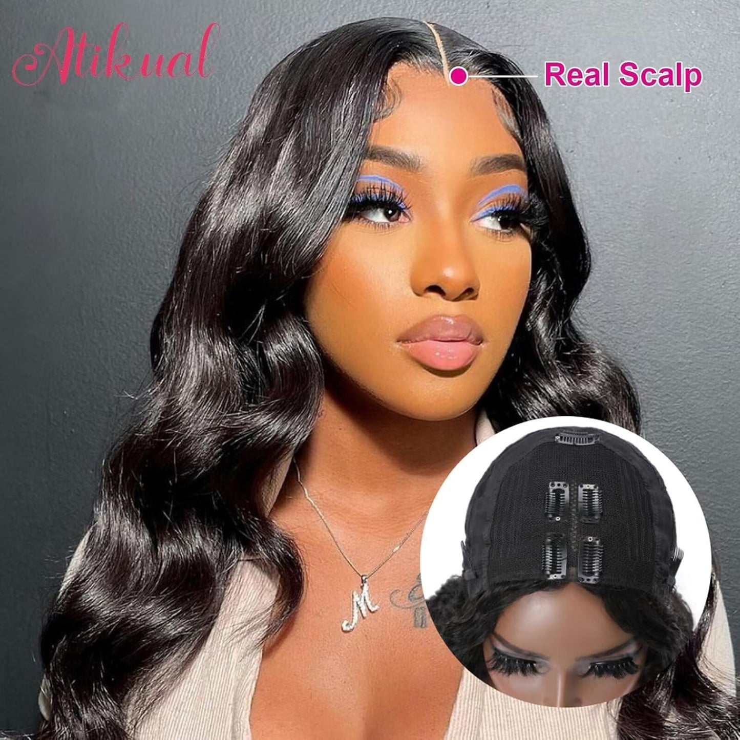 Atikual Body Wave V Part Wig Short Brazilian Virgin Human Hair Wigs For Black Women Glueless Clip In Half Wig Upgrade U Part Wigs Beginner Friendly No Sew In No Glue 16inch