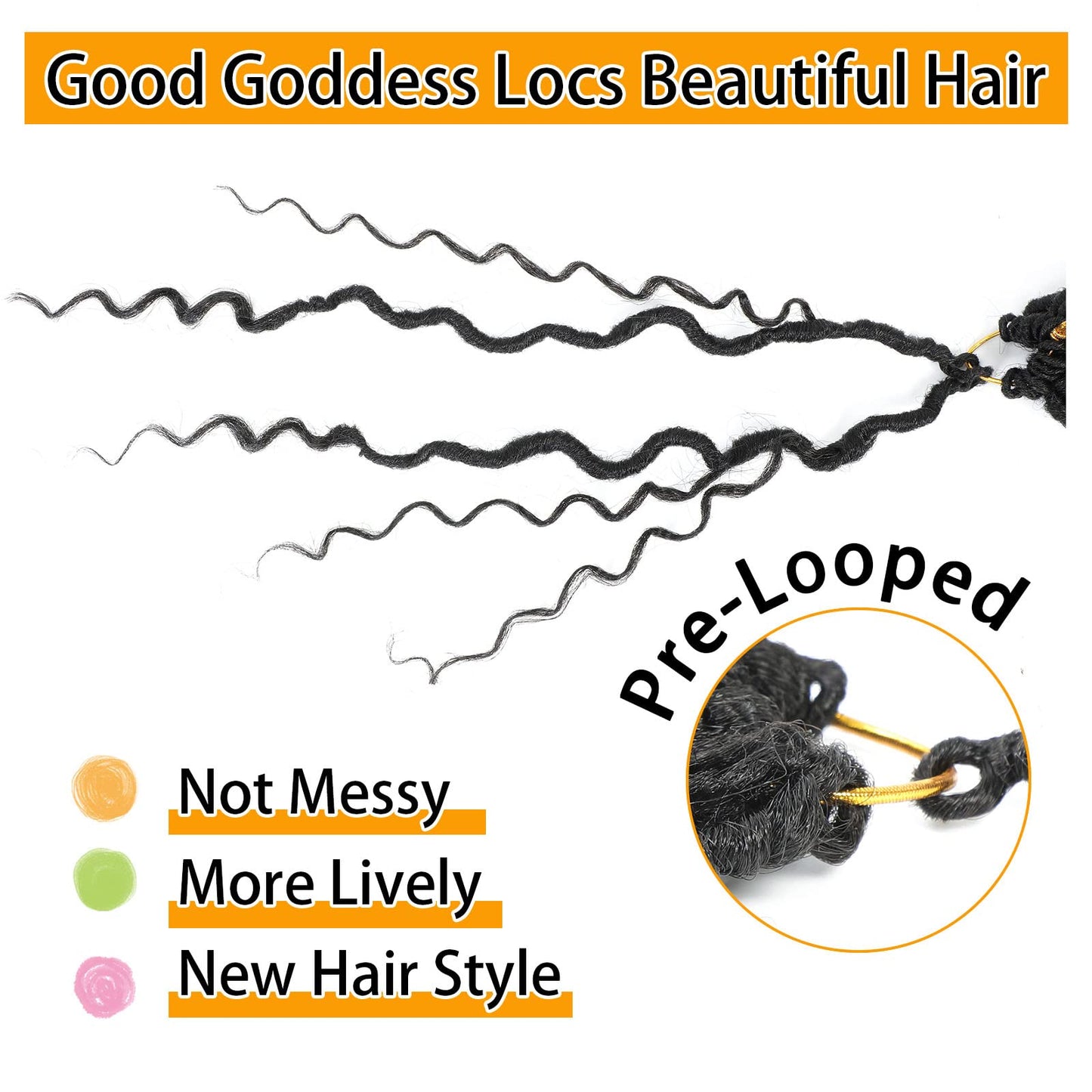 Col Bling 10 Inch 8 Packs Goddess Locs Crochet Hair Faux Locs Crochet Hair for Women Pre Looped River Locs Crochet with Curly Ends Synthetic (10 Inch 8 Packs, #1B)