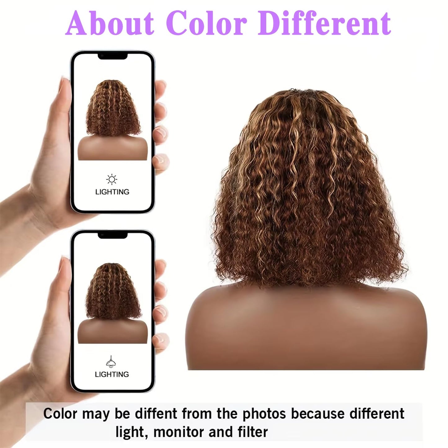 Punmasa 14 Inch Bob Wig Human Hair Highlight Ombre 13x6 lace front wig human hair 200% Density Real Human Hair Pre Plucked Deep Curly Short Bob Wigs for Women 4/27