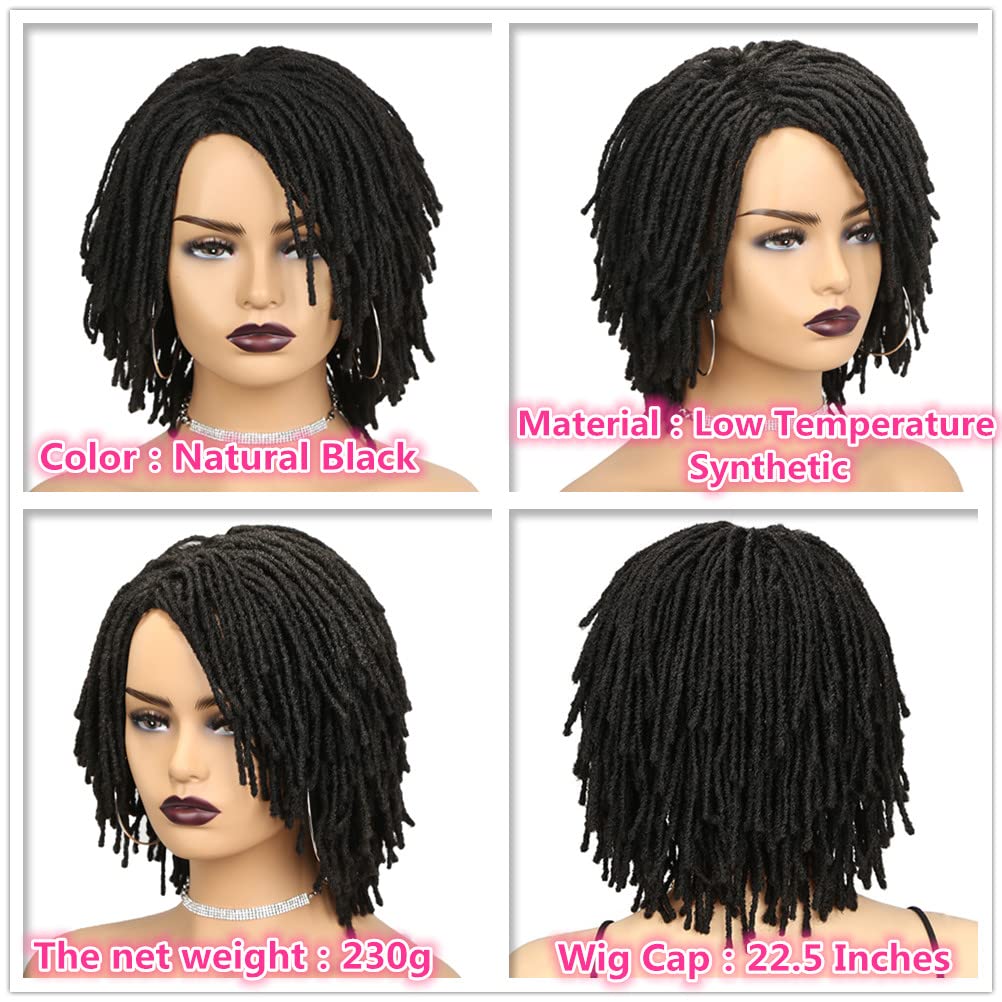 WIGNEE Short Dreadlock Wig Braided Wigs for Black Women Short Afro Dreadlock Wigs for Black Women And Men Loc Wigs Dreadlocks Crochet Hair for Black Women Daily Use