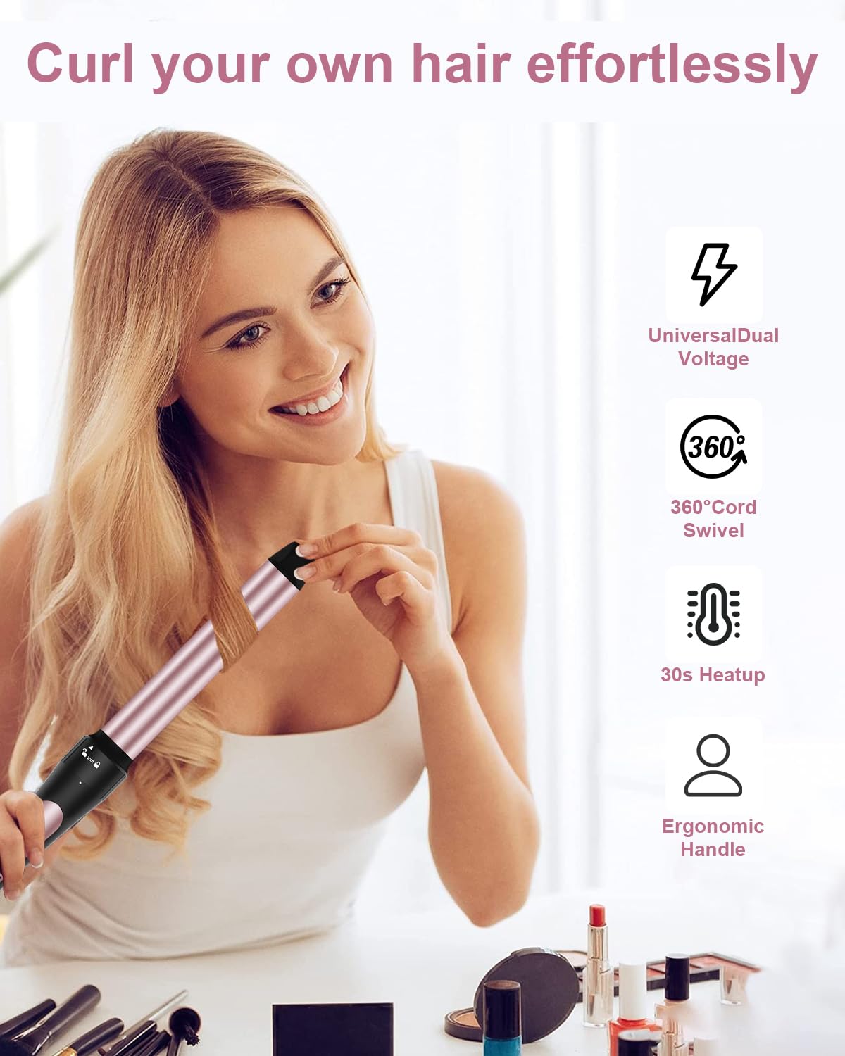 6 in 1 Curling Iron, 3 Barrel Curling Iron Set with Curling Brush (1.5inch) and 5 Interchangeable Ceramic Curling Wand(0.35"-1.25"), 2 Temp Heating Setting, Contain Comb & Protective Glove & 2 Clips
