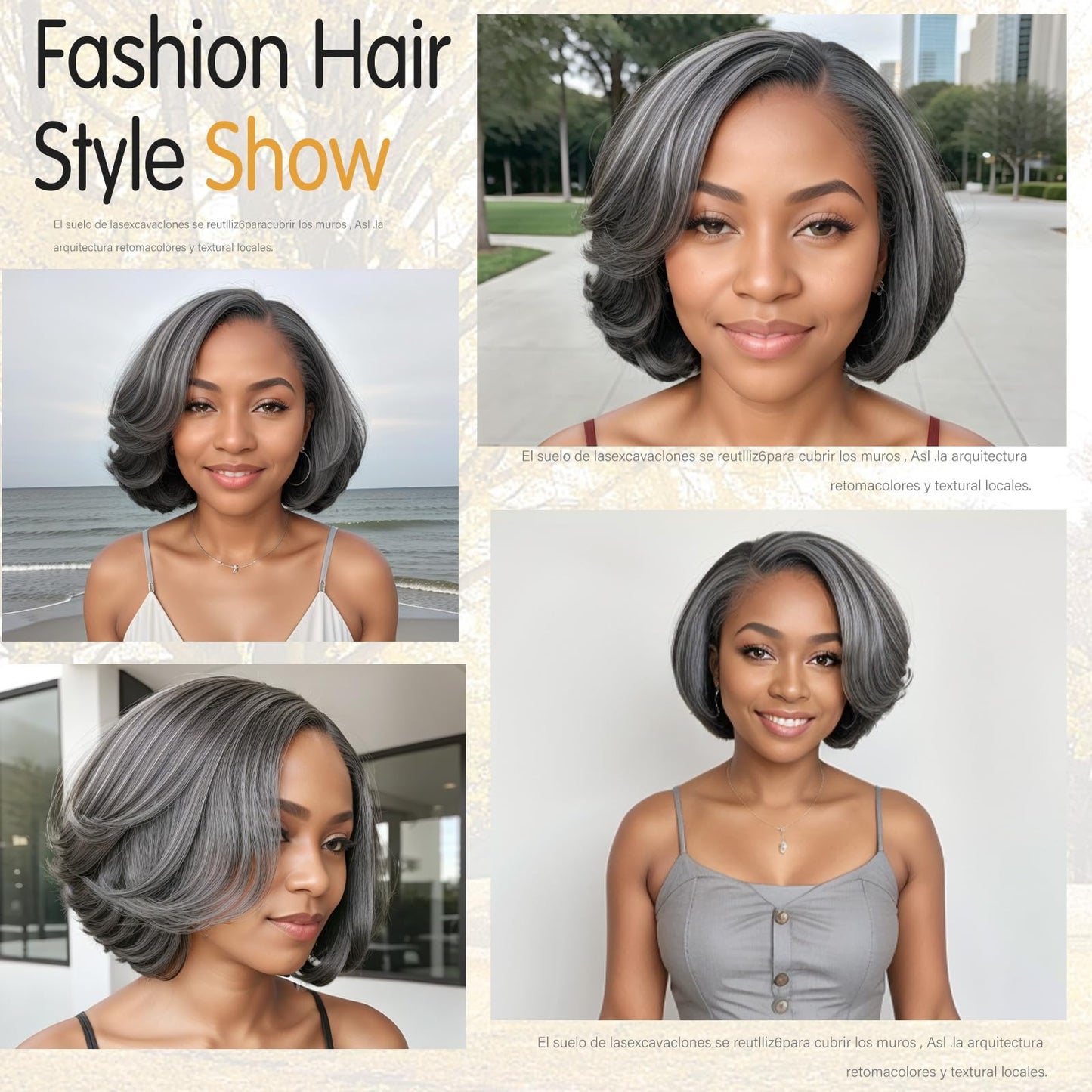 HANASCC Salt and Pepper Wigs for Women 10" Glueless Grey Short Bob Wigs Pre Plucked Body Wave Gray Human Hair Wig Pre Cut 5x5 HD Transparent Grey Glueless Lace Front Wigs for Women