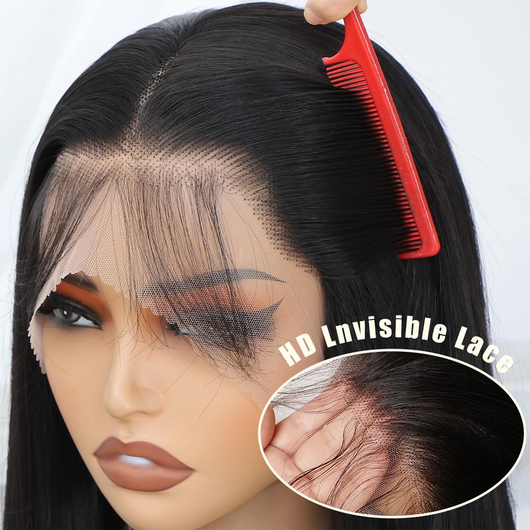 Koreyo Lace Front Wig Pre Plucked 13x4 HD Glueless Honey Blonde Lace Front Wig for Women Natural Looking Synthetic Heat Resistant Fiber Lace Wig (26 Inch) (Black)