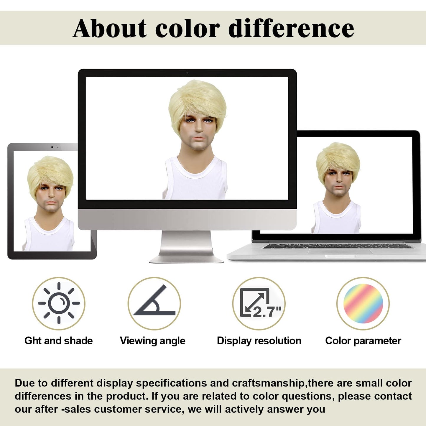 TOPHR Blonde Wig Men Short Straight 6 Inch Heat Resistant Synthetic Blonde Wig for men Daily Costumes or Halloween Wear