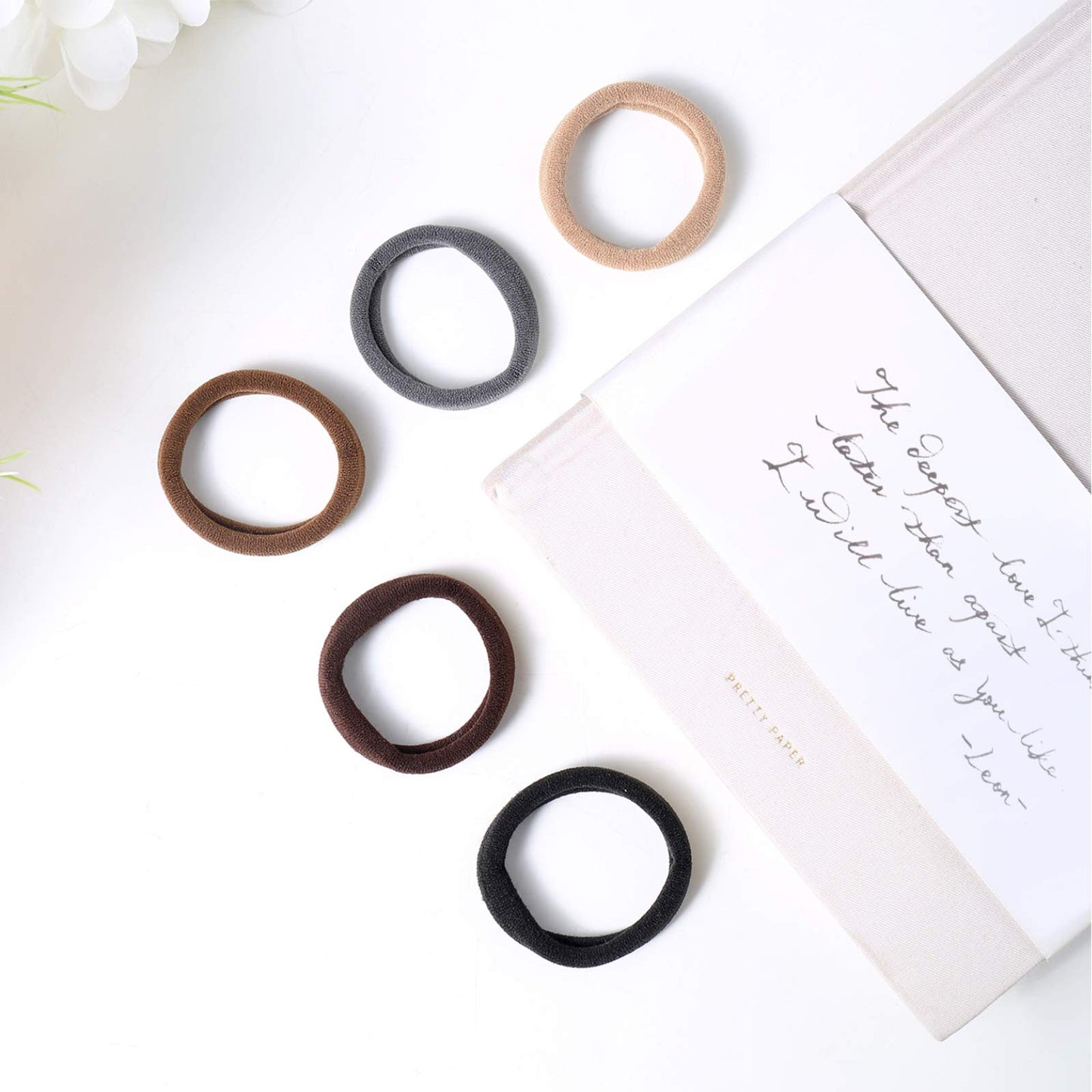 100 Pcs Thick Seamless Brown Hair Ties, Ponytail Holders Hair Accessories No Damage for Thick Hair (Natural Colors)