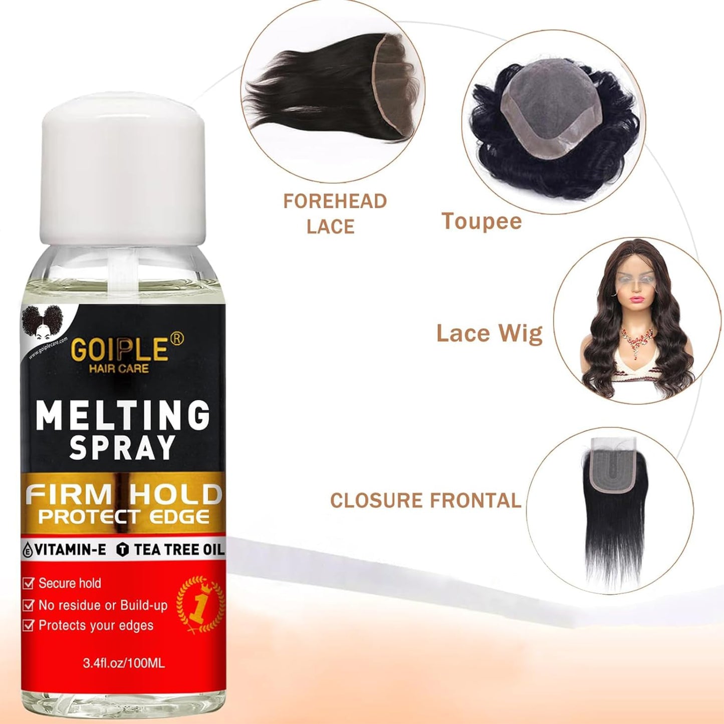 Lace Tint Melting Hair Mousse for Women Hair Wigs Lace Wigs Toupees and Hairpieces Natural Finishing Lace Color, Lace Tint Mousse for Wigs Lace Melting Spray Set (Light Brown)