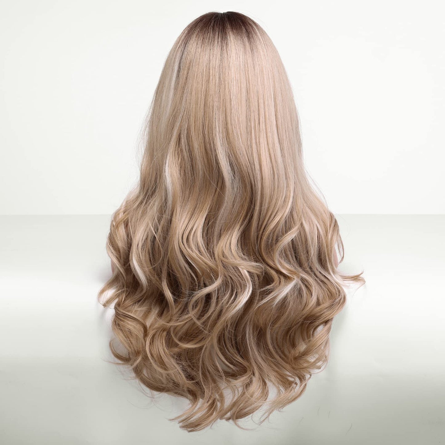 HAIRCUBE Ombre Gray Blonde Synthetic Women's Wig Layered Wigs with Bangs Long Wavy Heat Resistant Natural Wigs