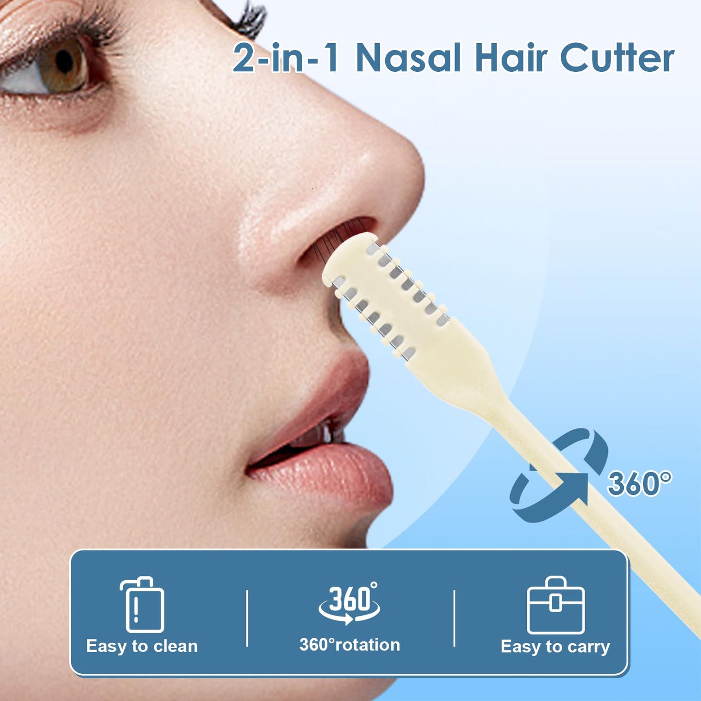 ZKENIRD 6 Pcs 2-in-1 Nasal Hair Cutter, Upgrade Double Sided Nose Hair Knife, 360° Nostril Hair Remover Tool, Nose Hair Trimmer, Nasal Hair Cutter for Men Women, with Soft Cleaning Brush (Cream)
