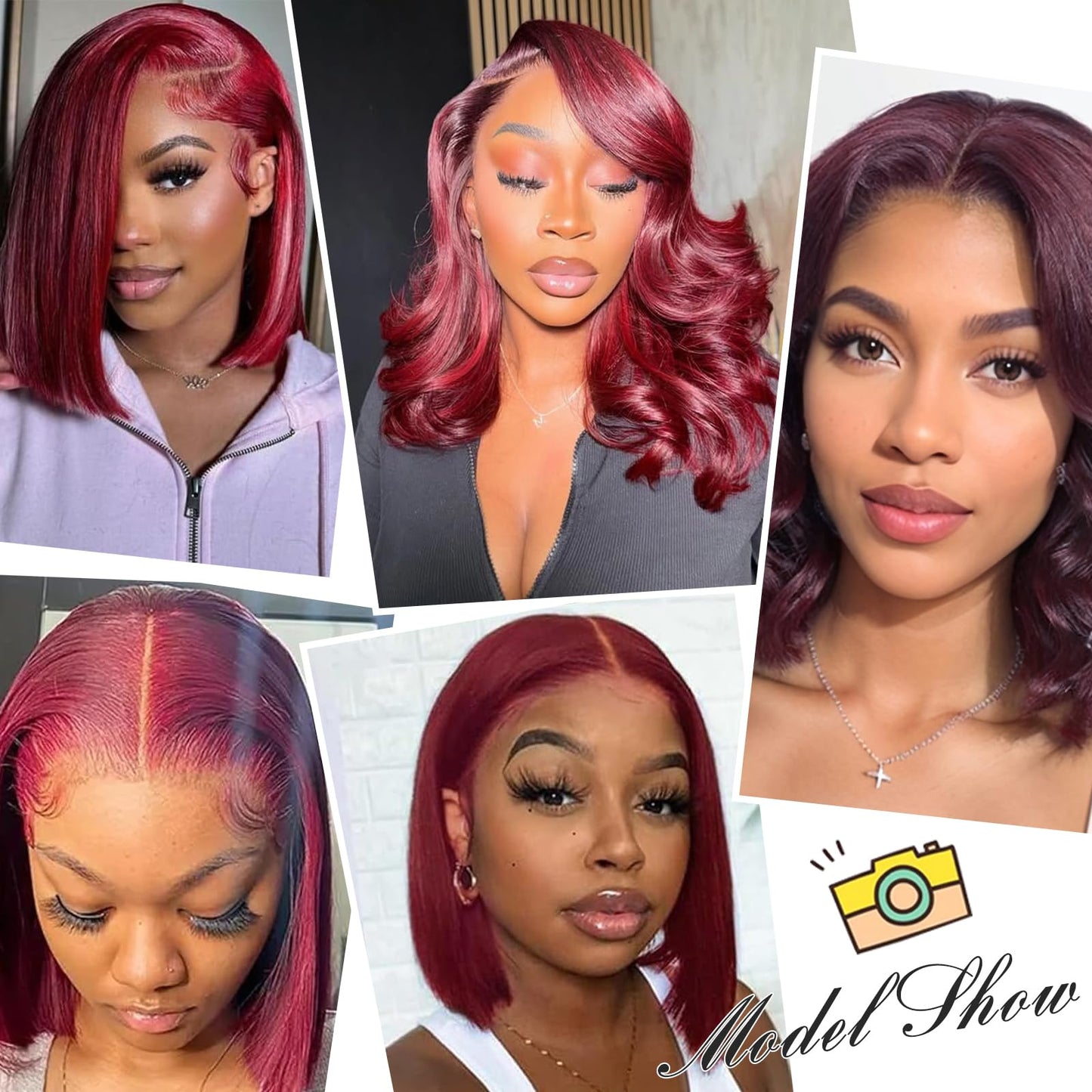 RMOARIWR 99j Burgundy Bob Wig Human Hair 180% Density 13x4 HD Transparent Lace Front Wigs Human Hair Pre Plucked Short Bob Glueless Straight Wigs Human Hair for Women 16 Inch
