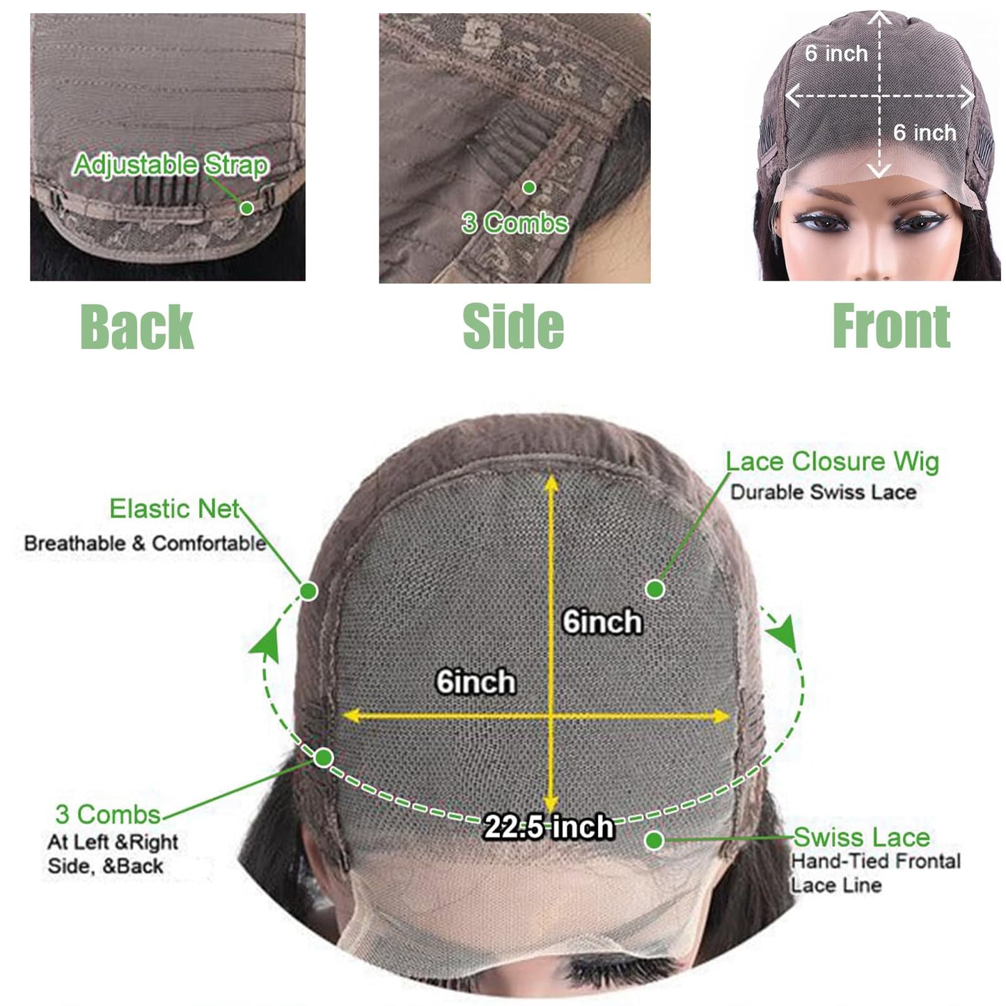 Bob Wig Human Hair Glueless 6x6 Hd Lace Closure Bob Wigs for Women Pre Plucked Bleach Knots Straight Short Bob Lace Front Wigs with Baby Hair Unprocessed Brazilian Virgin Hair Natural Black 12 Inch