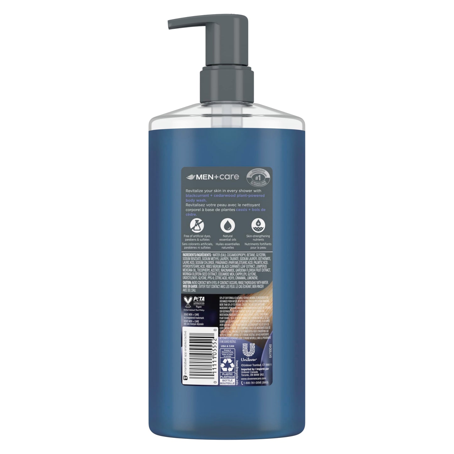 DOVE MEN + CARE Body Wash Blackcurrant to Rebuild Skin in the Shower with Plant-Based Cleansers and Moisturizers 26 Fl Oz