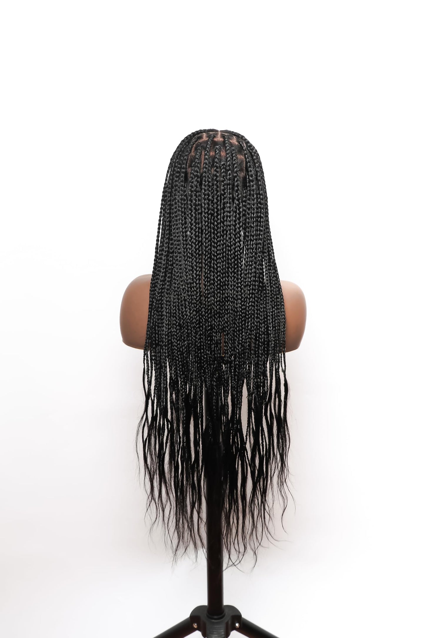 JALIZA 36" Boho Knotless Box Braided Wigs for Black Women Girls,Box Braided Wigs Full Lace Handmade with Human Hair Baby Hair,Black
