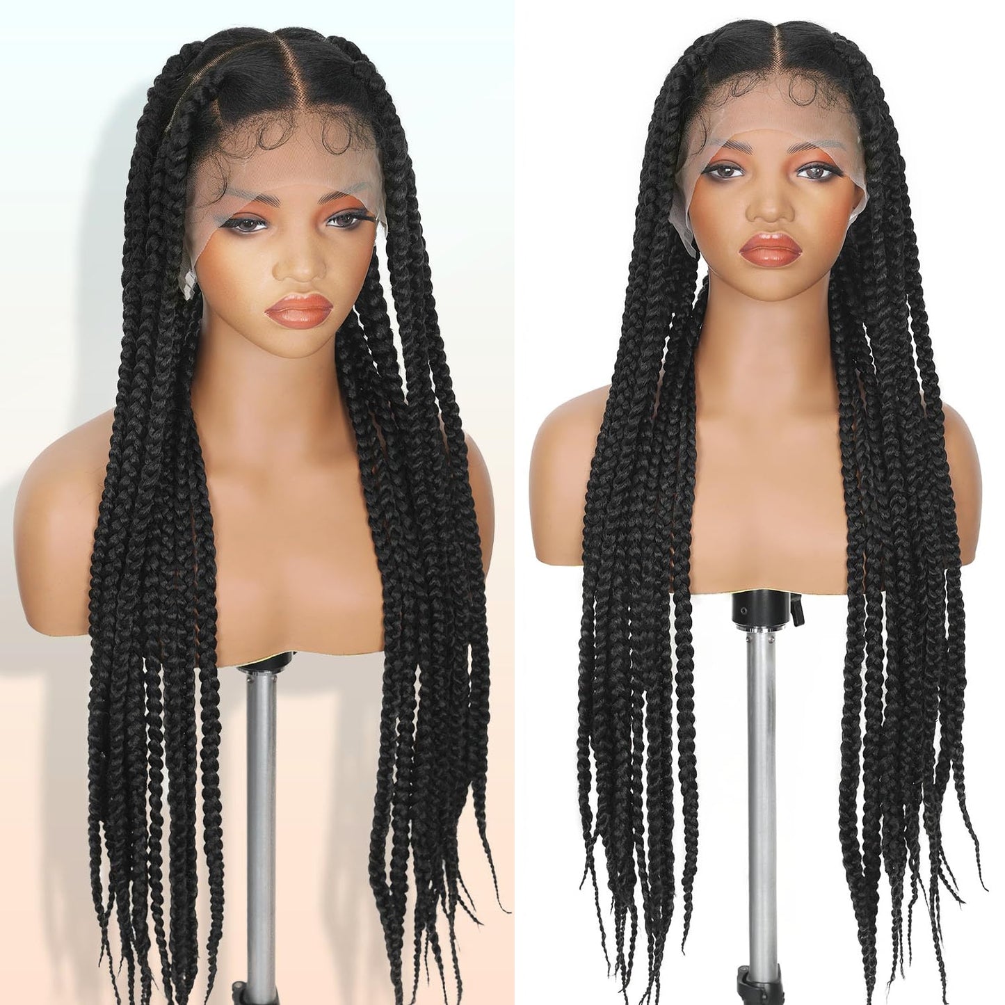 Lady Miranda Full Lace Jumbo Braided Wigs for Black Women Knotless Box Braid Wig with Baby Hair 32" Glueless Wigs Jumbo Box Braids Lace Front Synthetic Wig